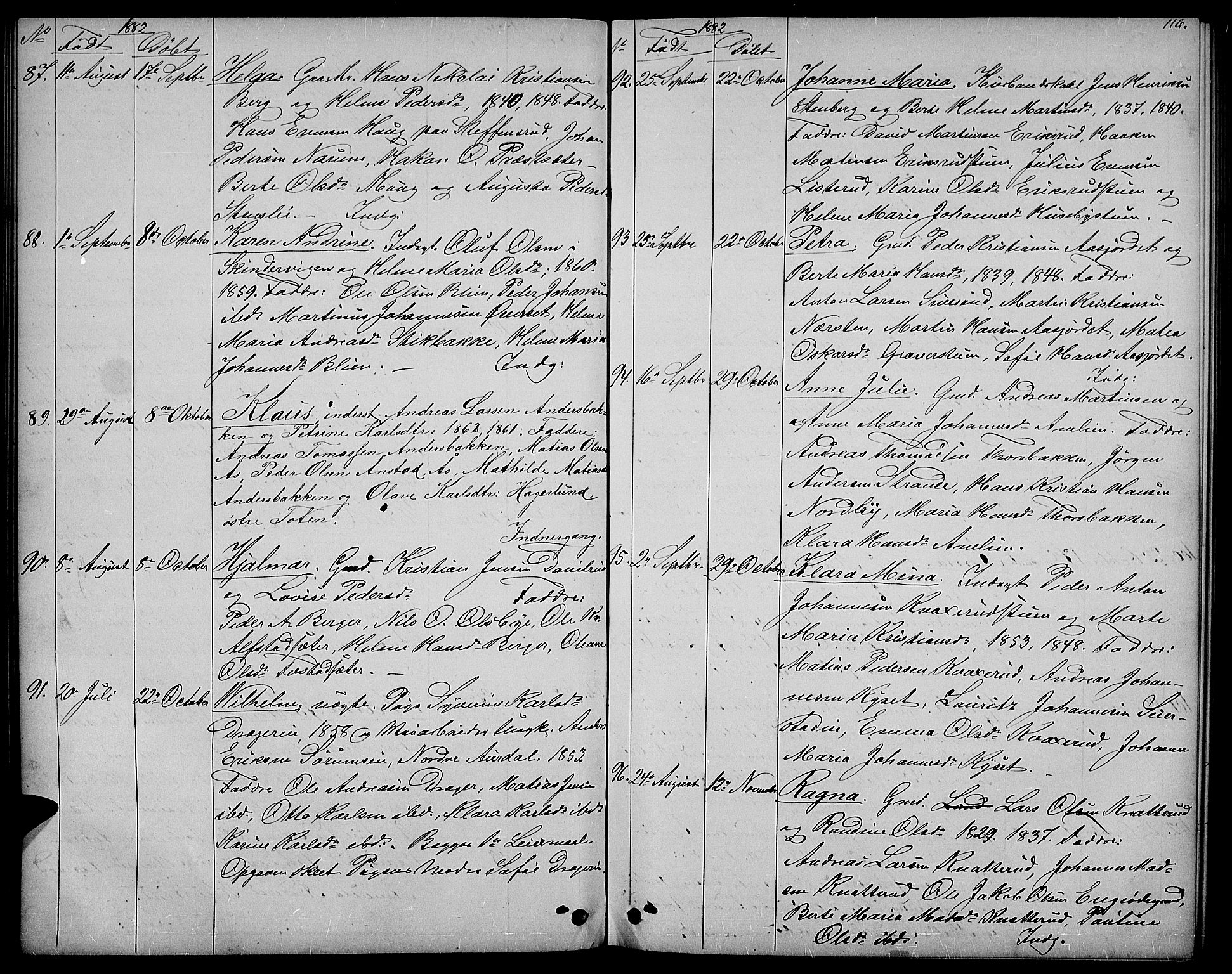 Vestre Toten prestekontor, AV/SAH-PREST-108/H/Ha/Hab/L0006: Klokkerbok nr. 6, 1870-1887, s. 116