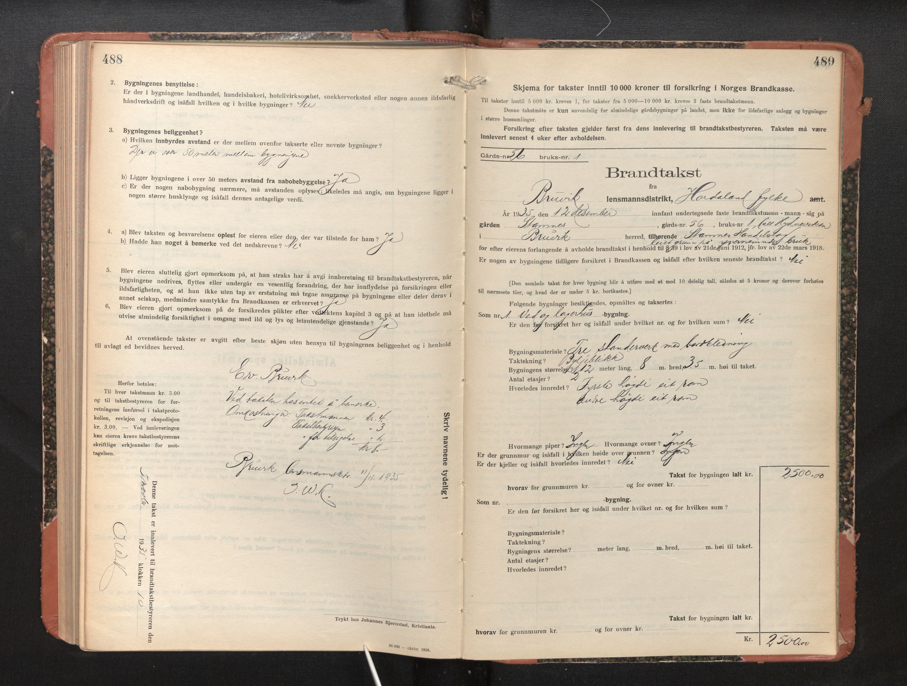 Lensmannen i Bruvik, SAB/A-31301/0012/L0010: Branntakstprotokoll, skjematakst, 1925-1936, s. 488-489