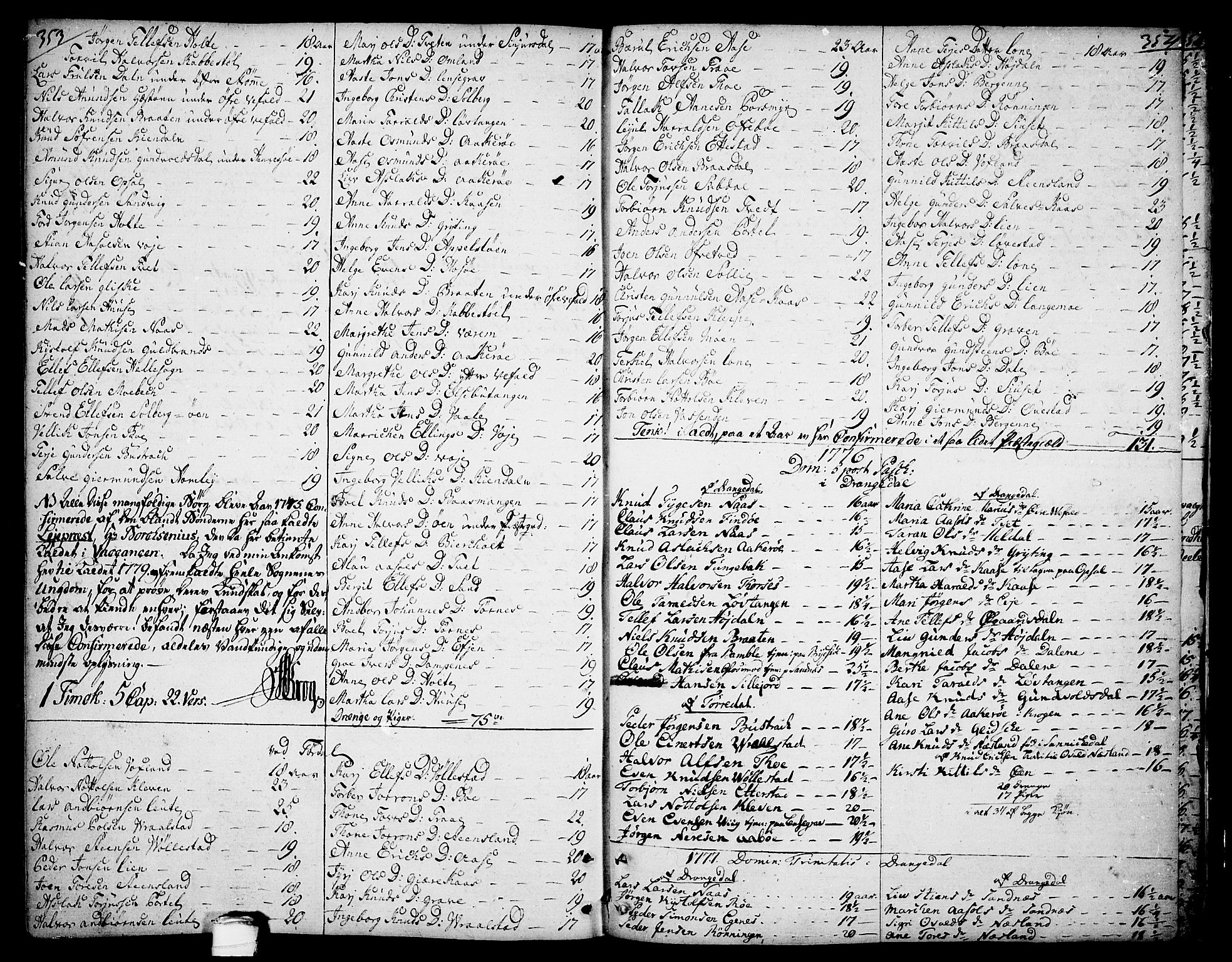 Drangedal kirkebøker, AV/SAKO-A-258/F/Fa/L0003: Ministerialbok nr. 3, 1768-1814, s. 353-354