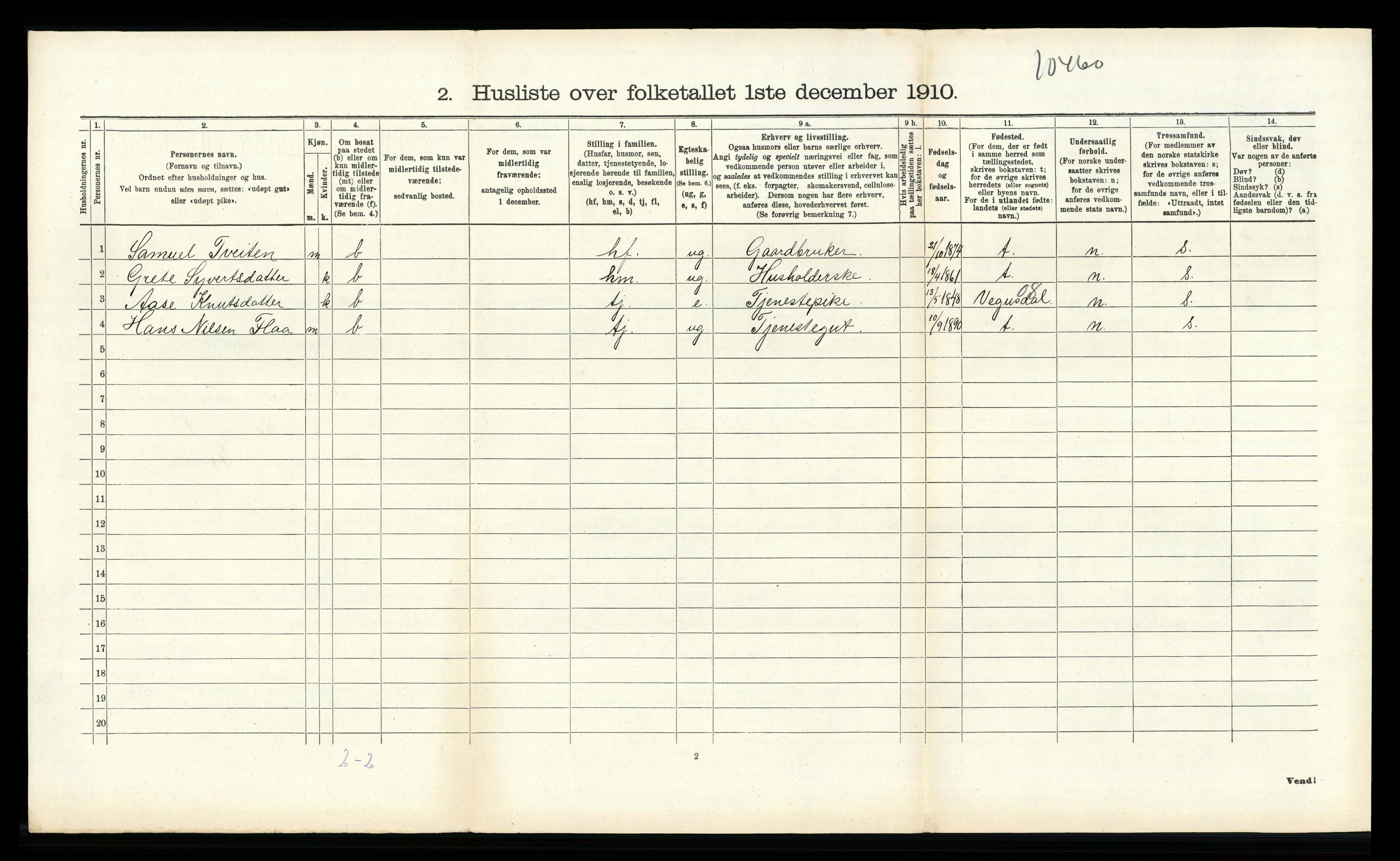 RA, Folketelling 1910 for 0928 Birkenes herred, 1910, s. 623