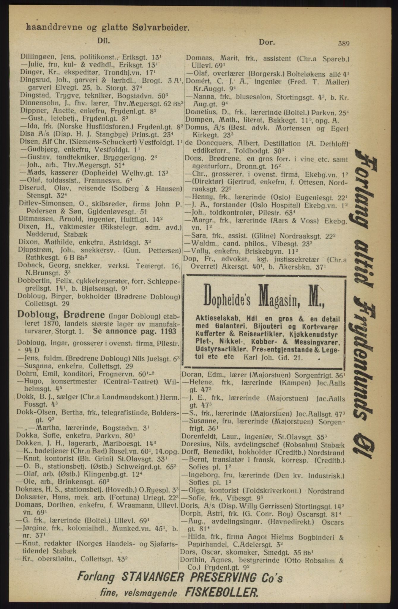 Kristiania/Oslo adressebok, PUBL/-, 1914, s. 389