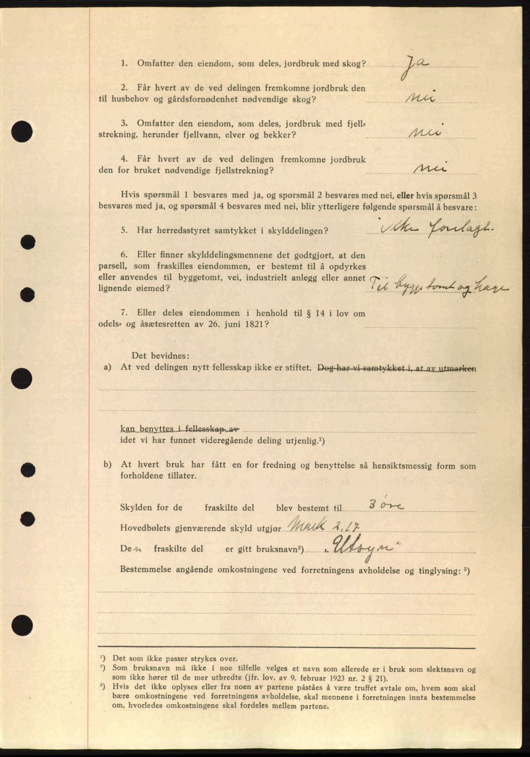 Nordre Sunnmøre sorenskriveri, SAT/A-0006/1/2/2C/2Ca: Pantebok nr. A11, 1941-1941, Dagboknr: 1011/1941