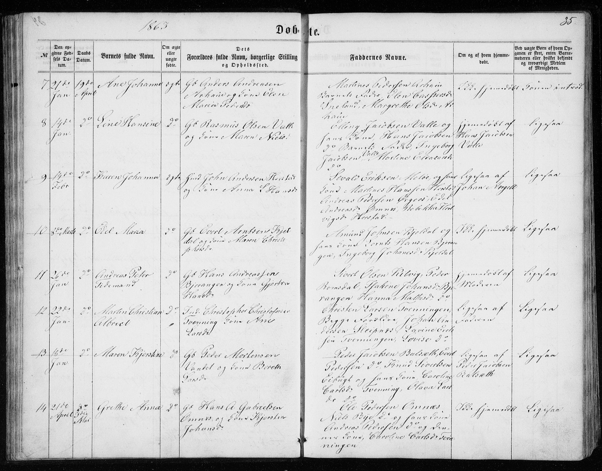 Ministerialprotokoller, klokkerbøker og fødselsregistre - Nordland, SAT/A-1459/843/L0634: Klokkerbok nr. 843C03, 1860-1884, s. 35