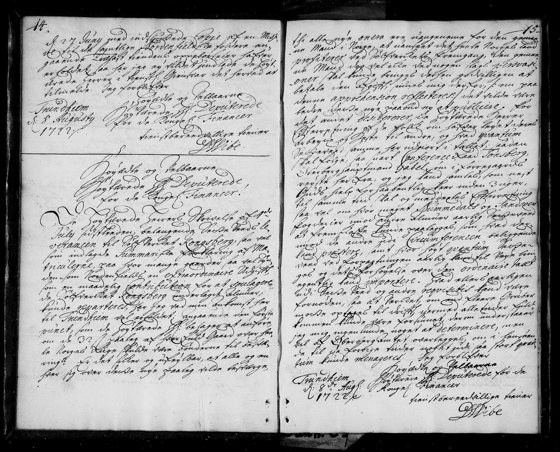 Stattholderembetet 1572-1771, AV/RA-EA-2870/Be/L0003: Korrespondanseprotokoll, 1722-1723, s. 14-15