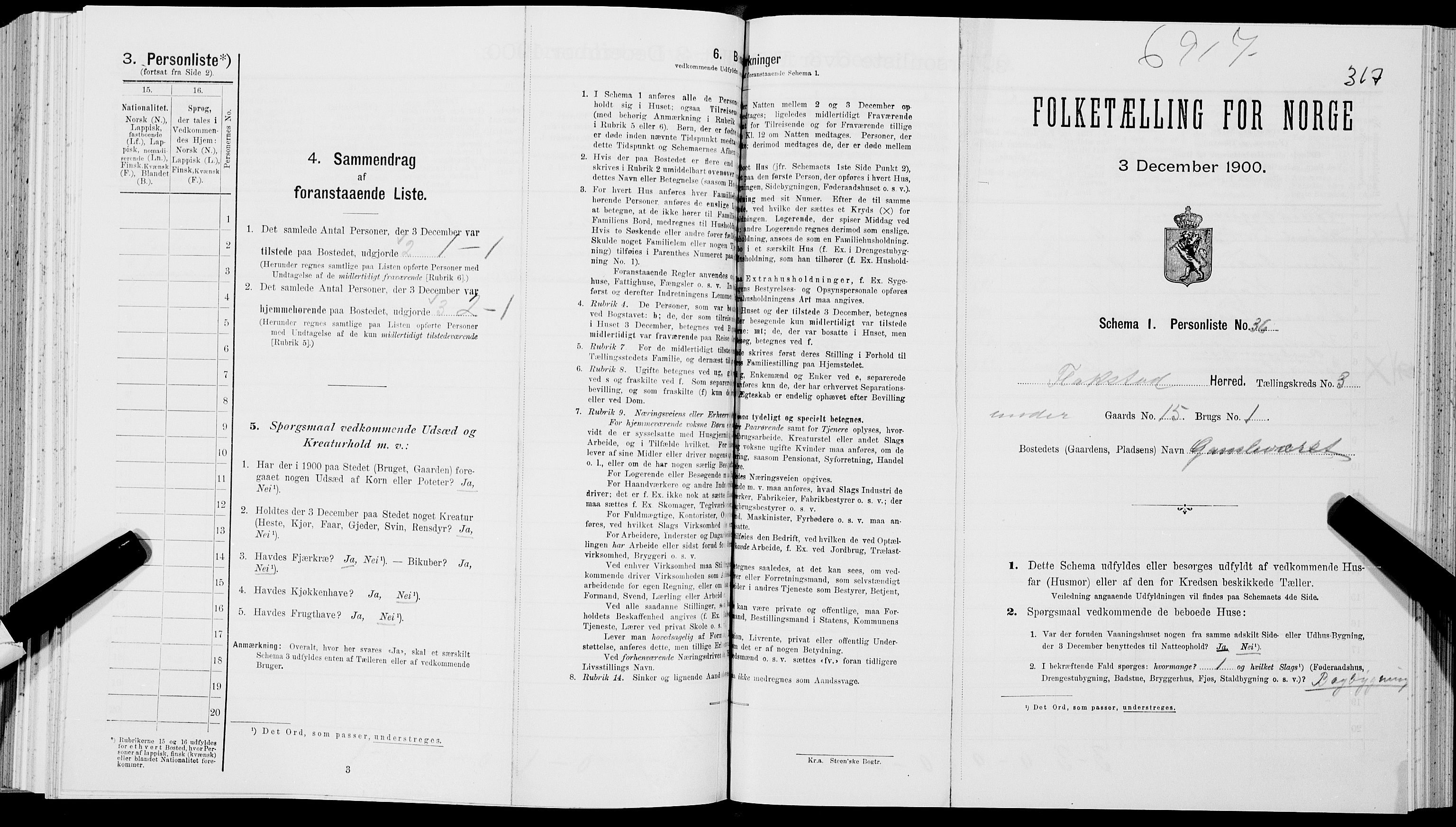SAT, Folketelling 1900 for 1859 Flakstad herred, 1900, s. 337