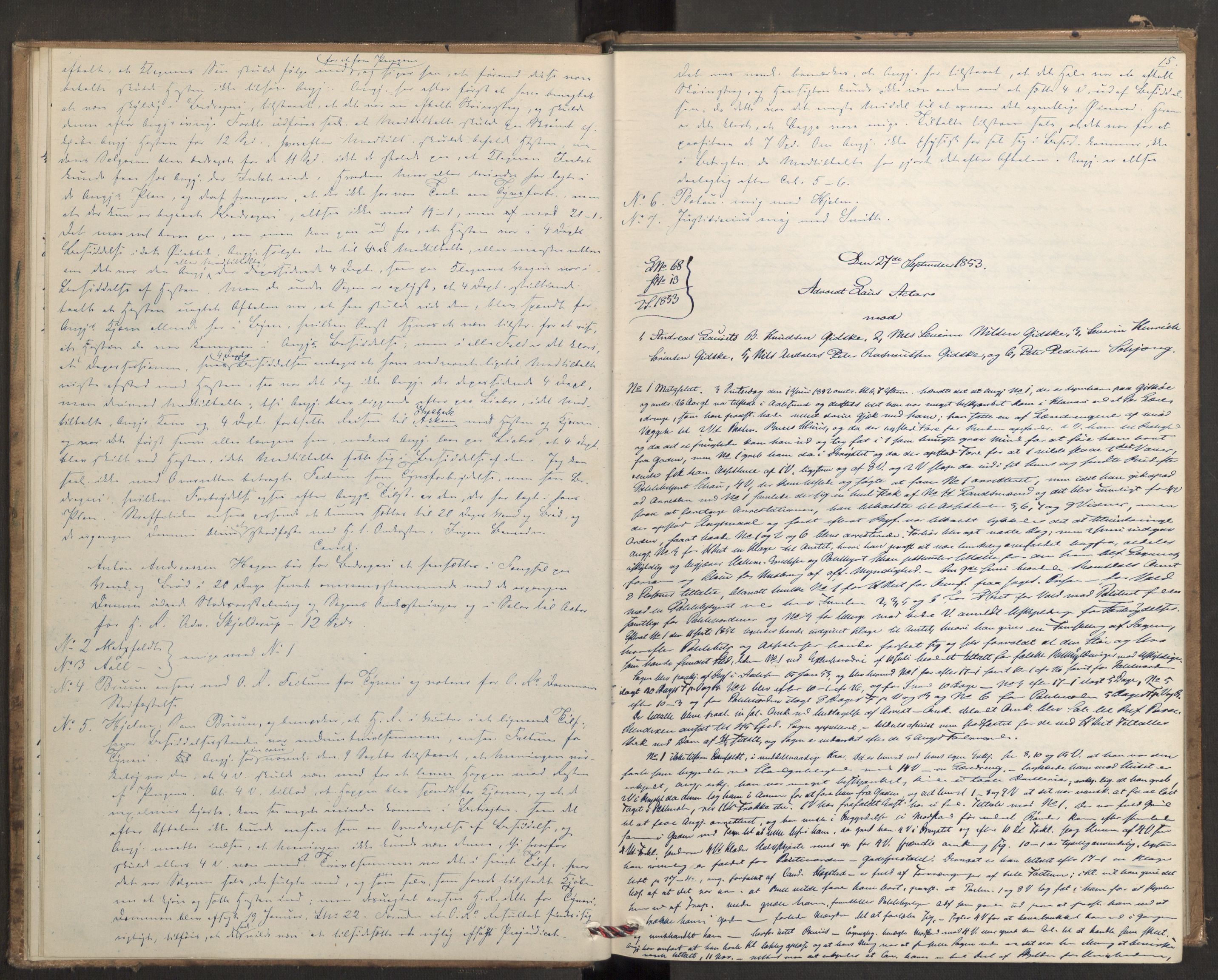 Høyesterett, AV/RA-S-1002/E/Eb/Ebb/L0046/0002: Voteringsprotokoller / Voteringsprotokoll, 1853-1854, s. 14b-15a