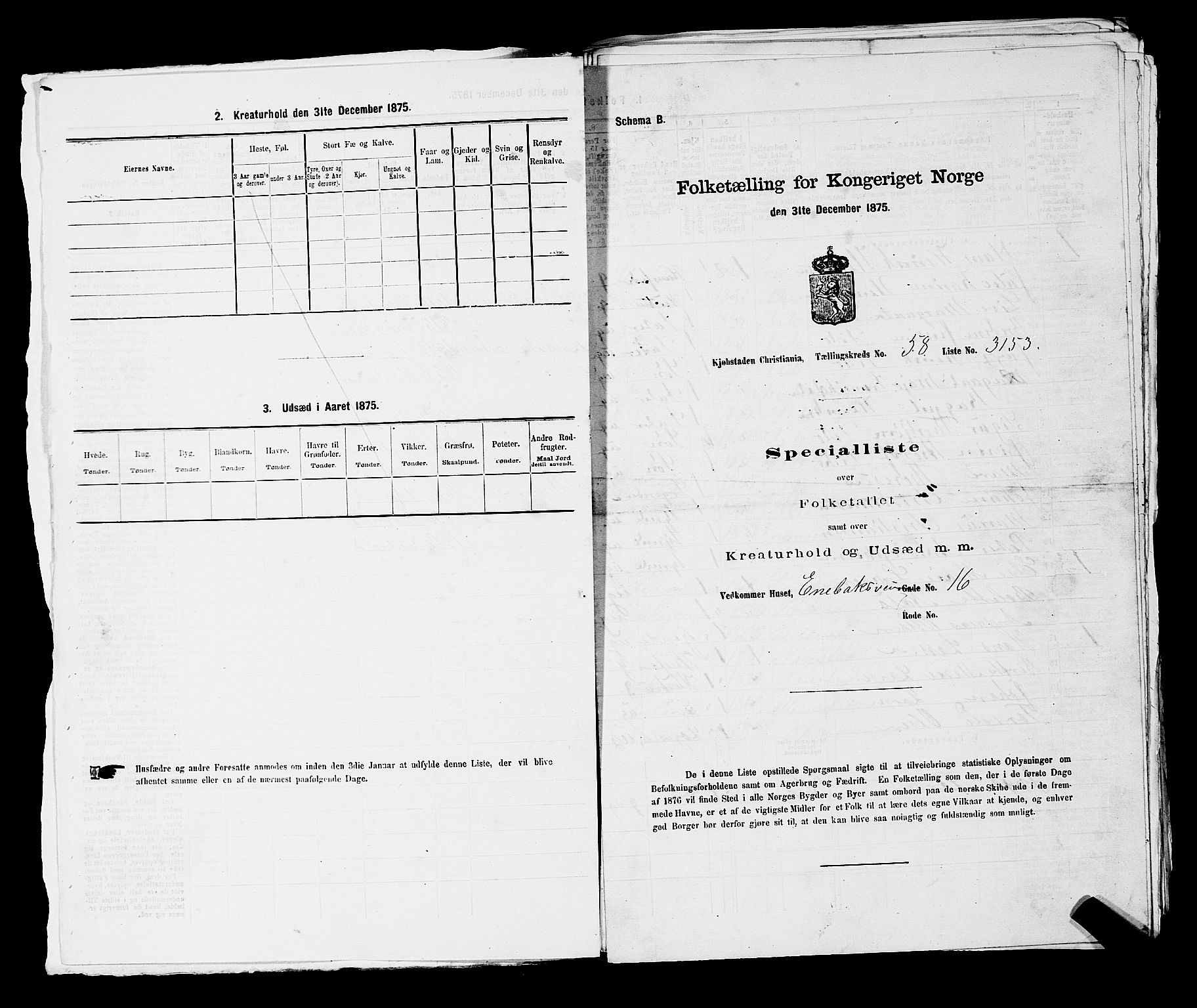 RA, Folketelling 1875 for 0301 Kristiania kjøpstad, 1875, s. 8685