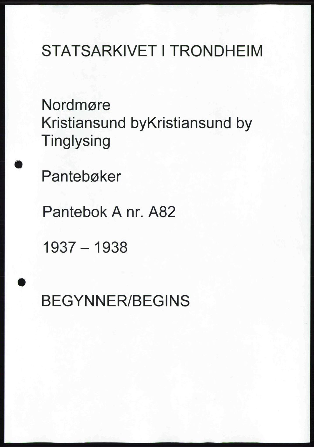 Nordmøre sorenskriveri, SAT/A-4132/1/2/2Ca: Pantebok nr. A82, 1937-1938