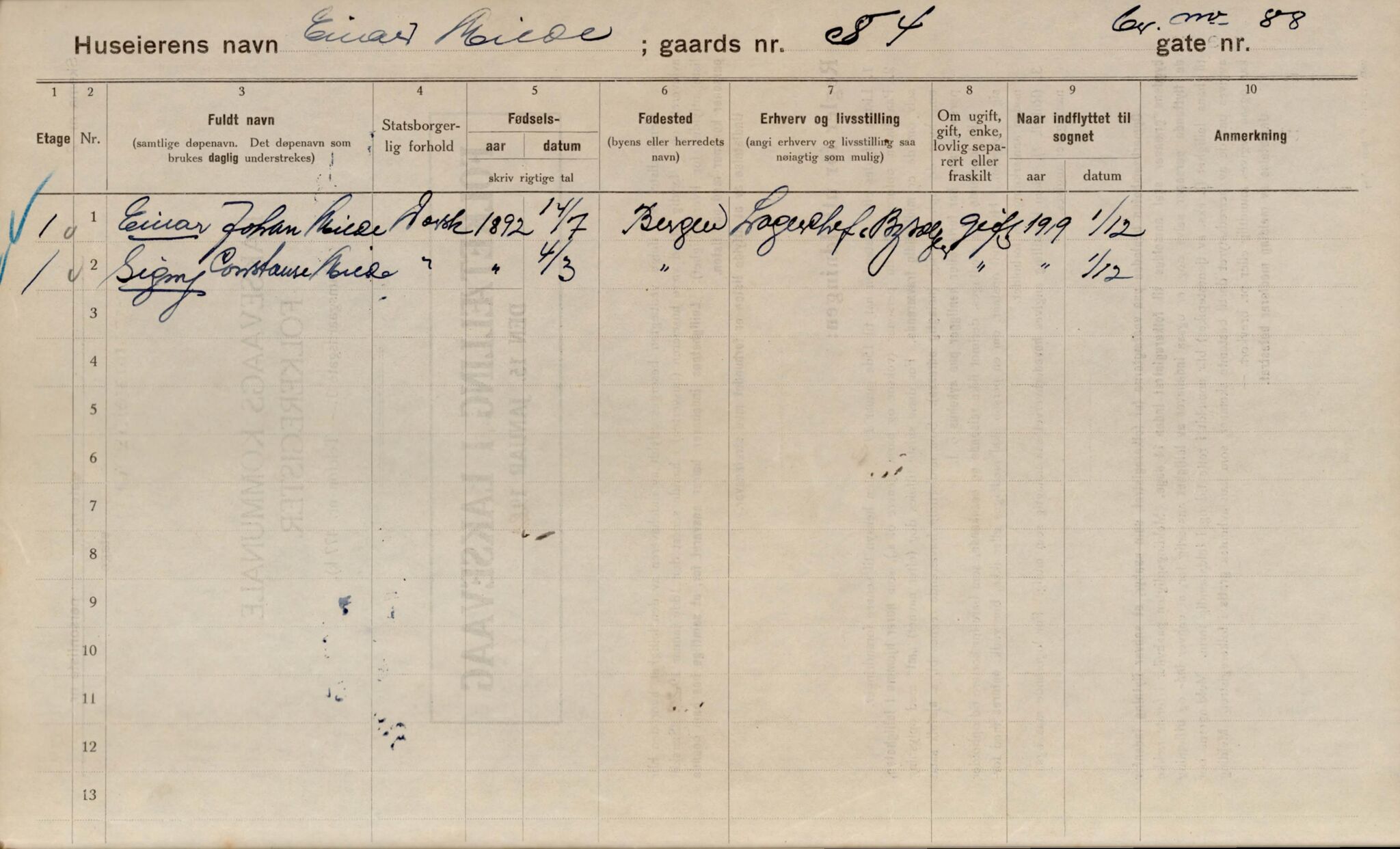 Laksevåg kommune. Folkeregisteret, BBA/A-1586/E/Ea/L0001: Folketellingskjema 1920, 1920, s. 478