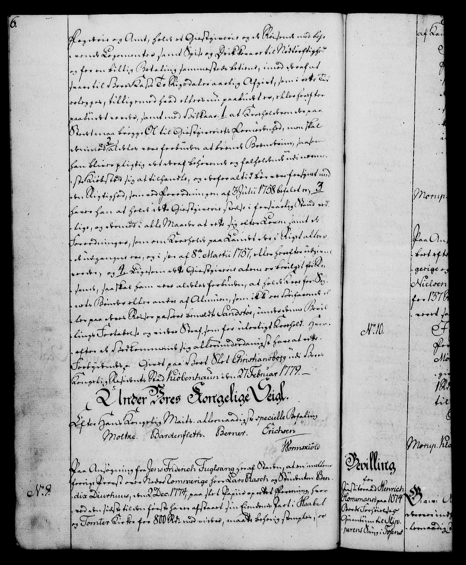 Rentekammeret, Kammerkanselliet, AV/RA-EA-3111/G/Gg/Gga/L0011: Norsk ekspedisjonsprotokoll med register (merket RK 53.11), 1779-1781, s. 6