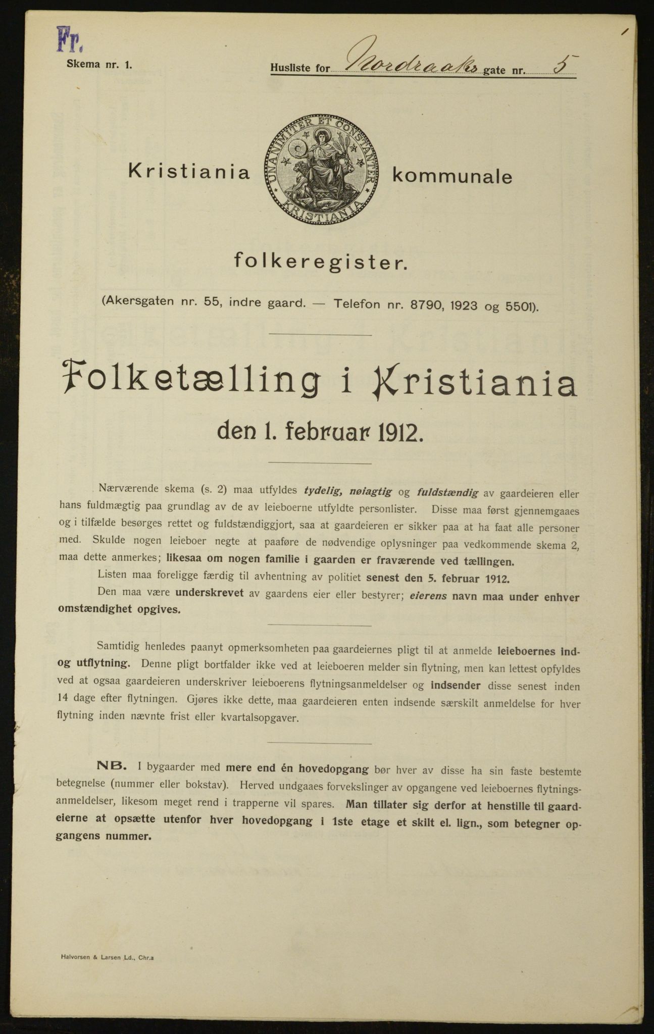 OBA, Kommunal folketelling 1.2.1912 for Kristiania, 1912, s. 74011