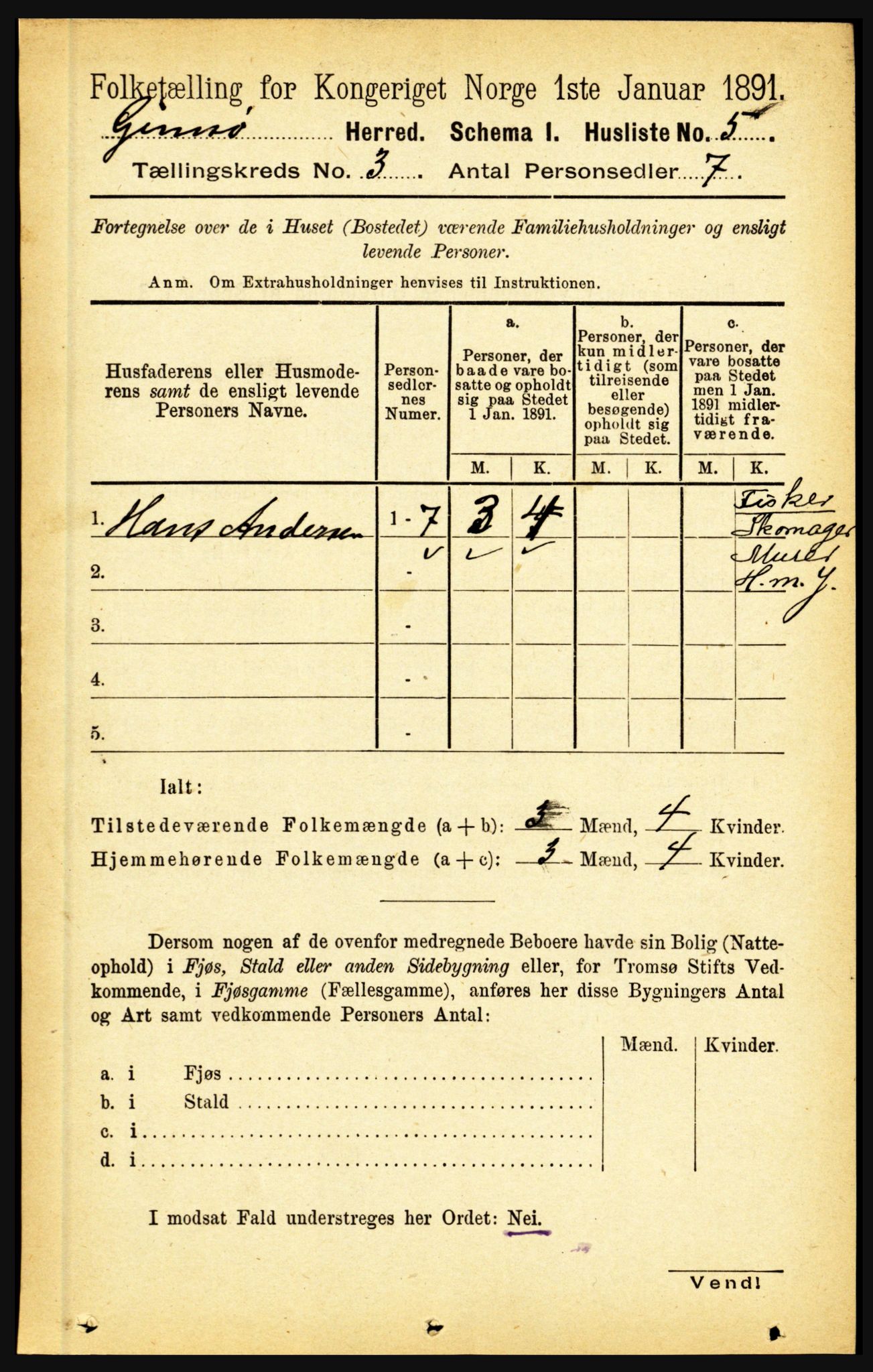 RA, Folketelling 1891 for 1864 Gimsøy herred, 1891, s. 476