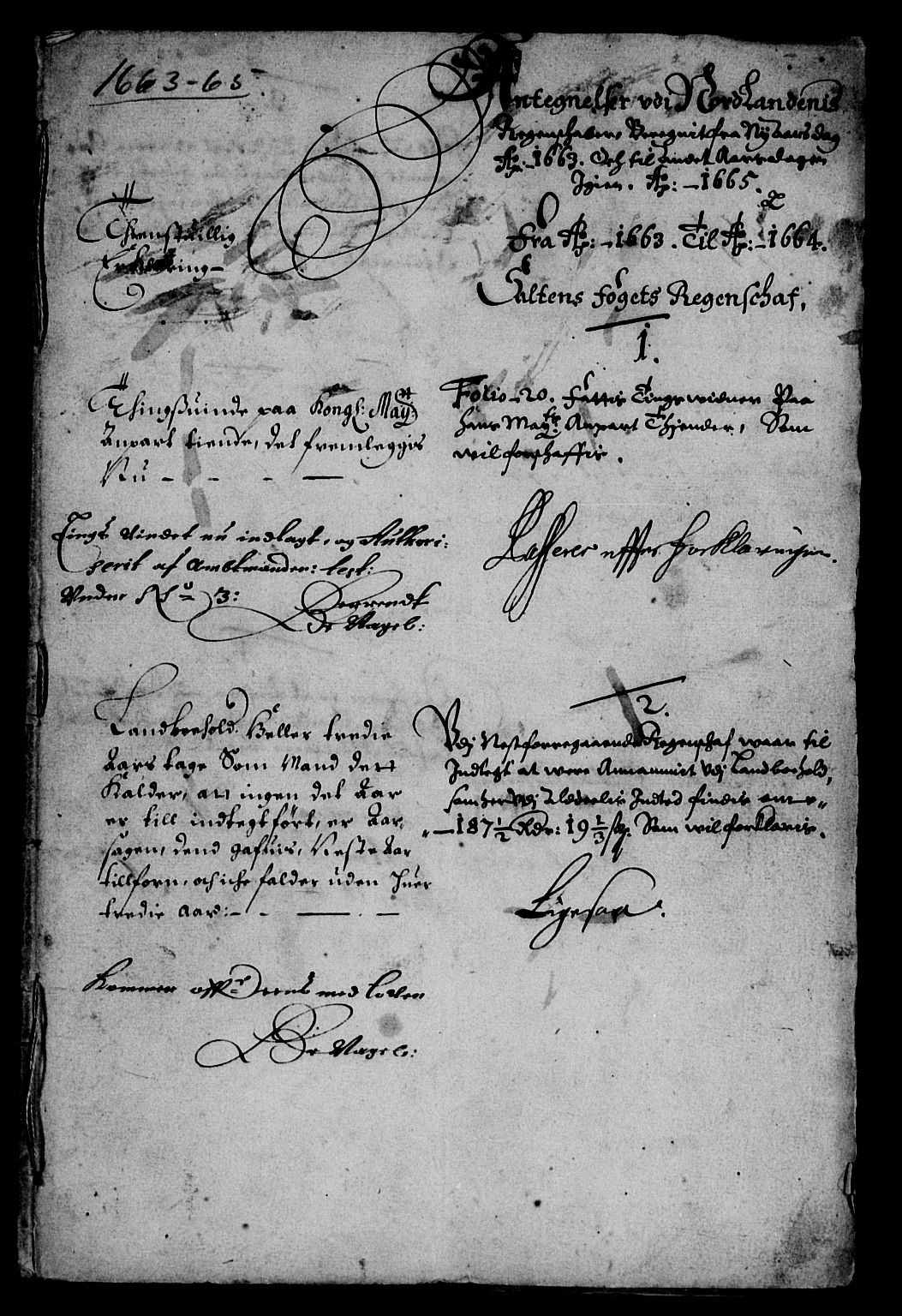 Rentekammeret inntil 1814, Reviderte regnskaper, Lensregnskaper, AV/RA-EA-5023/R/Rb/Rbz/L0040: Nordlandenes len, 1663-1665