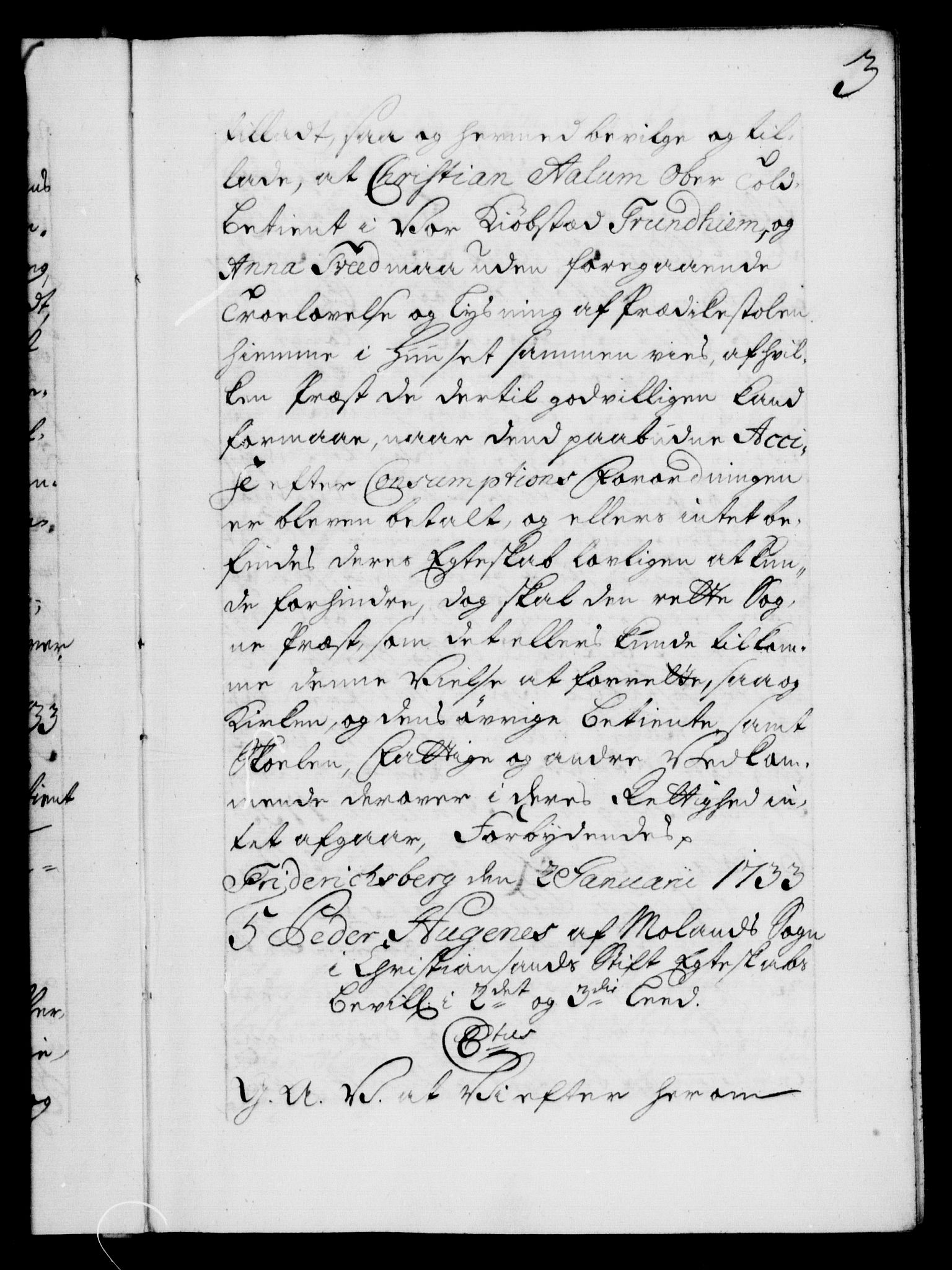 Danske Kanselli 1572-1799, AV/RA-EA-3023/F/Fc/Fca/Fcaa/L0028: Norske registre, 1733-1734, s. 3a