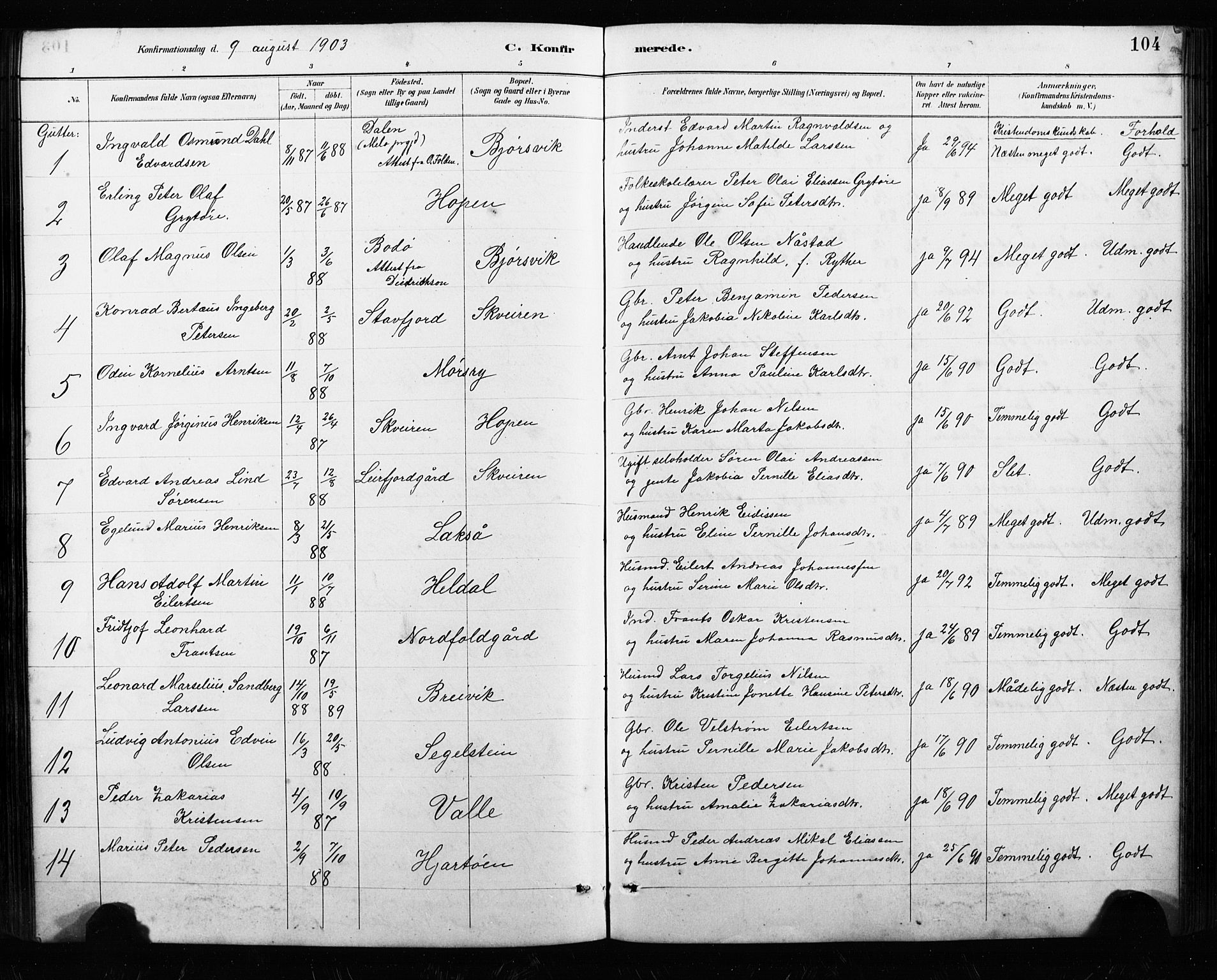 Ministerialprotokoller, klokkerbøker og fødselsregistre - Nordland, AV/SAT-A-1459/858/L0834: Klokkerbok nr. 858C01, 1884-1904, s. 104