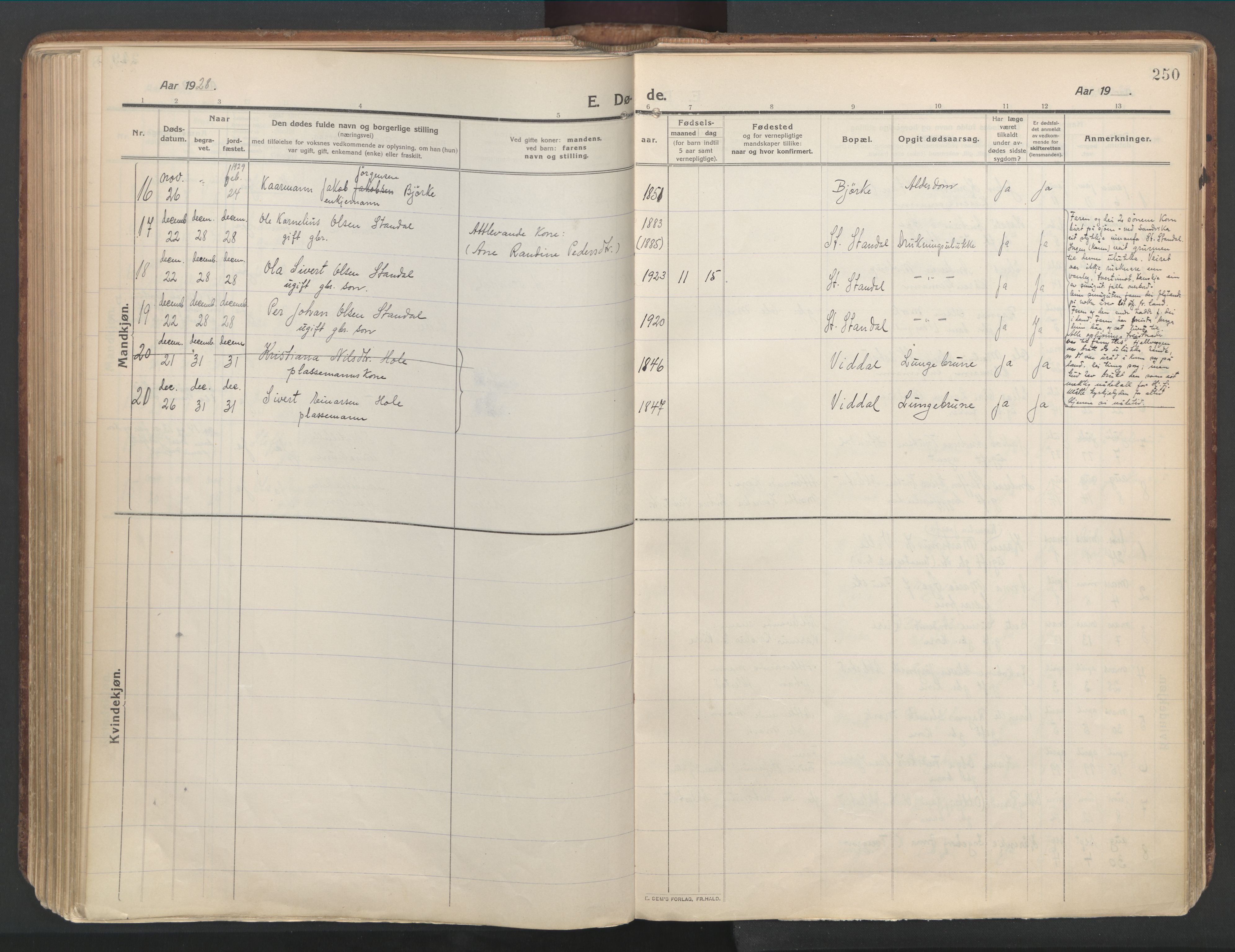 Ministerialprotokoller, klokkerbøker og fødselsregistre - Møre og Romsdal, AV/SAT-A-1454/515/L0212: Ministerialbok nr. 515A08, 1911-1935, s. 250