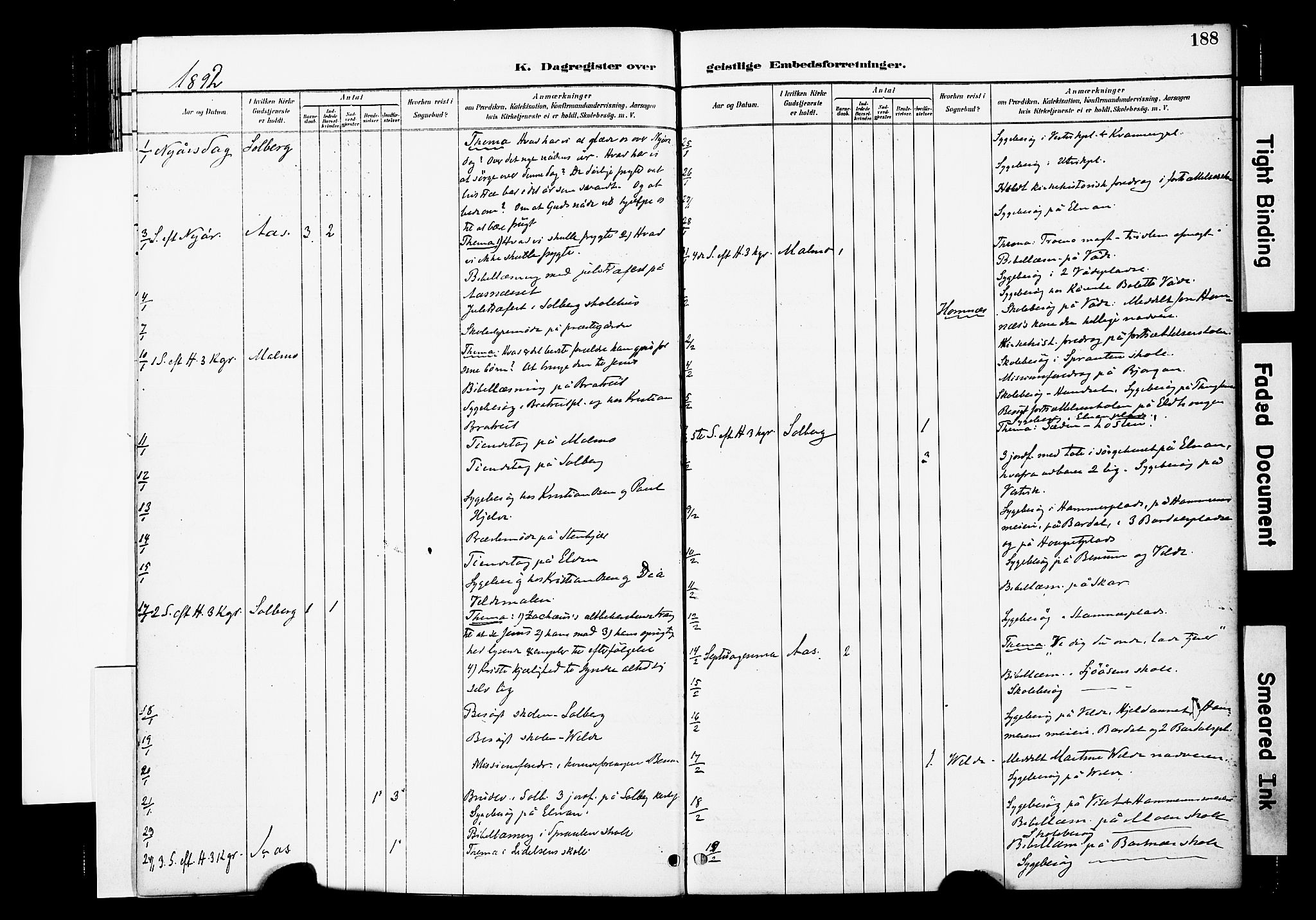 Ministerialprotokoller, klokkerbøker og fødselsregistre - Nord-Trøndelag, SAT/A-1458/741/L0396: Ministerialbok nr. 741A10, 1889-1901, s. 188