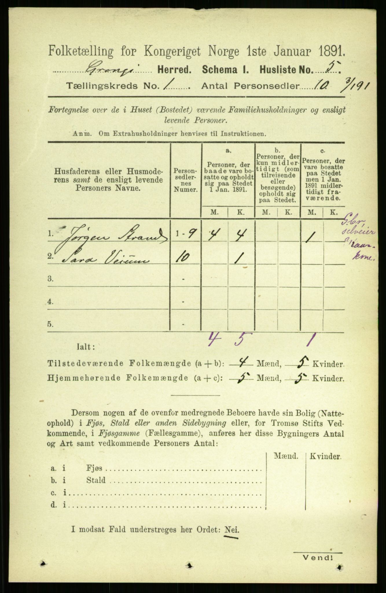 RA, Folketelling 1891 for 1742 Grong herred, 1891, s. 34