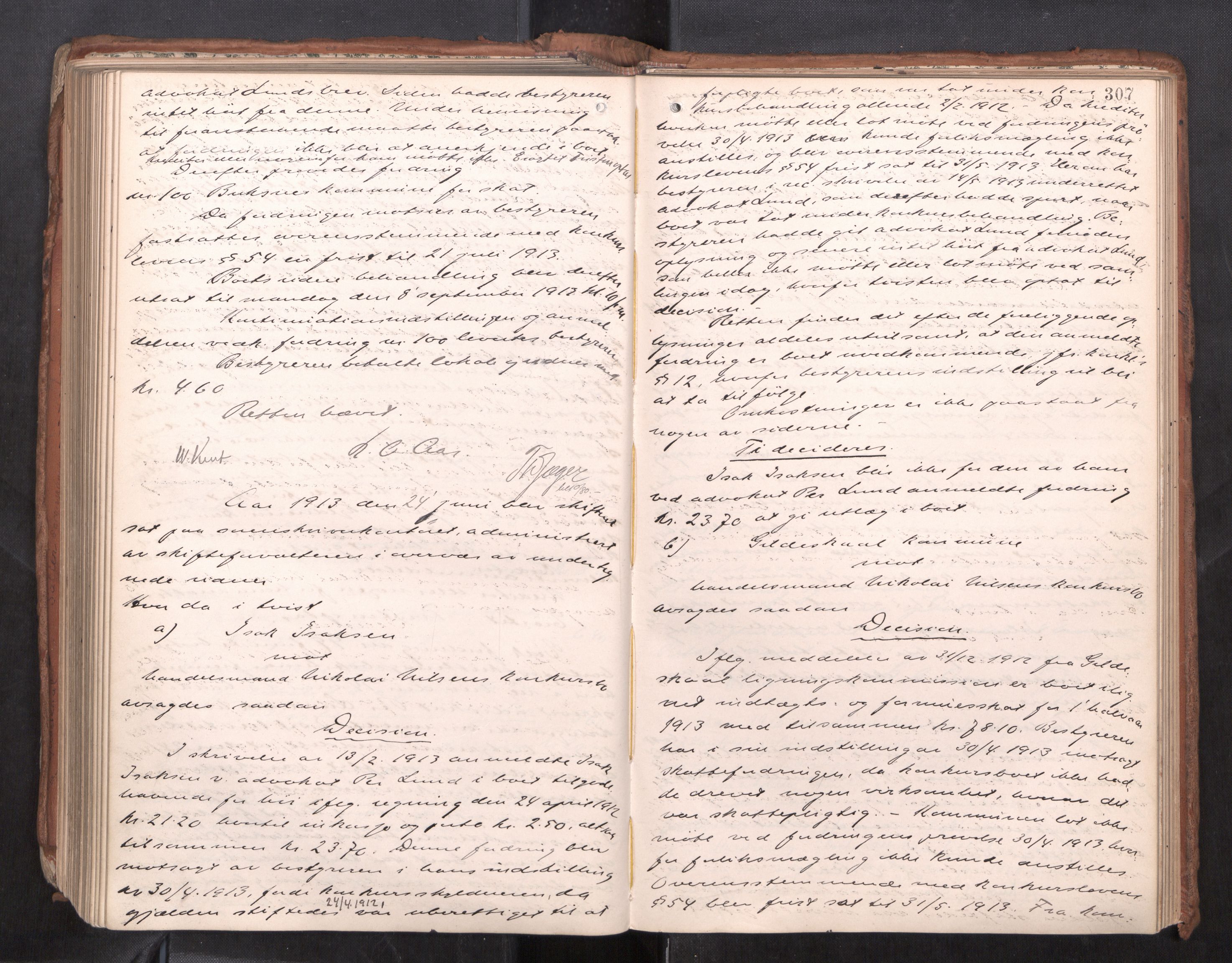 Salten sorenskriveri, AV/SAT-A-4578/1/3/3B/L0012: Skiftebehandlingsprotokoll, 1910-1915, s. 307