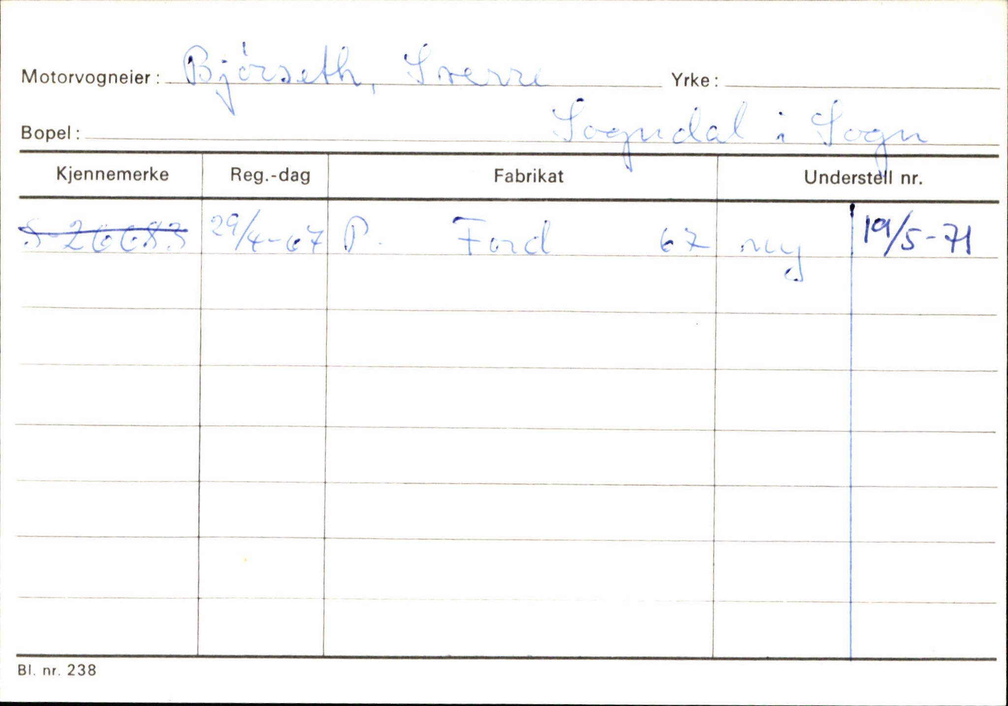 Statens vegvesen, Sogn og Fjordane vegkontor, SAB/A-5301/4/F/L0124: Eigarregister Sogndal A-U, 1945-1975, s. 175