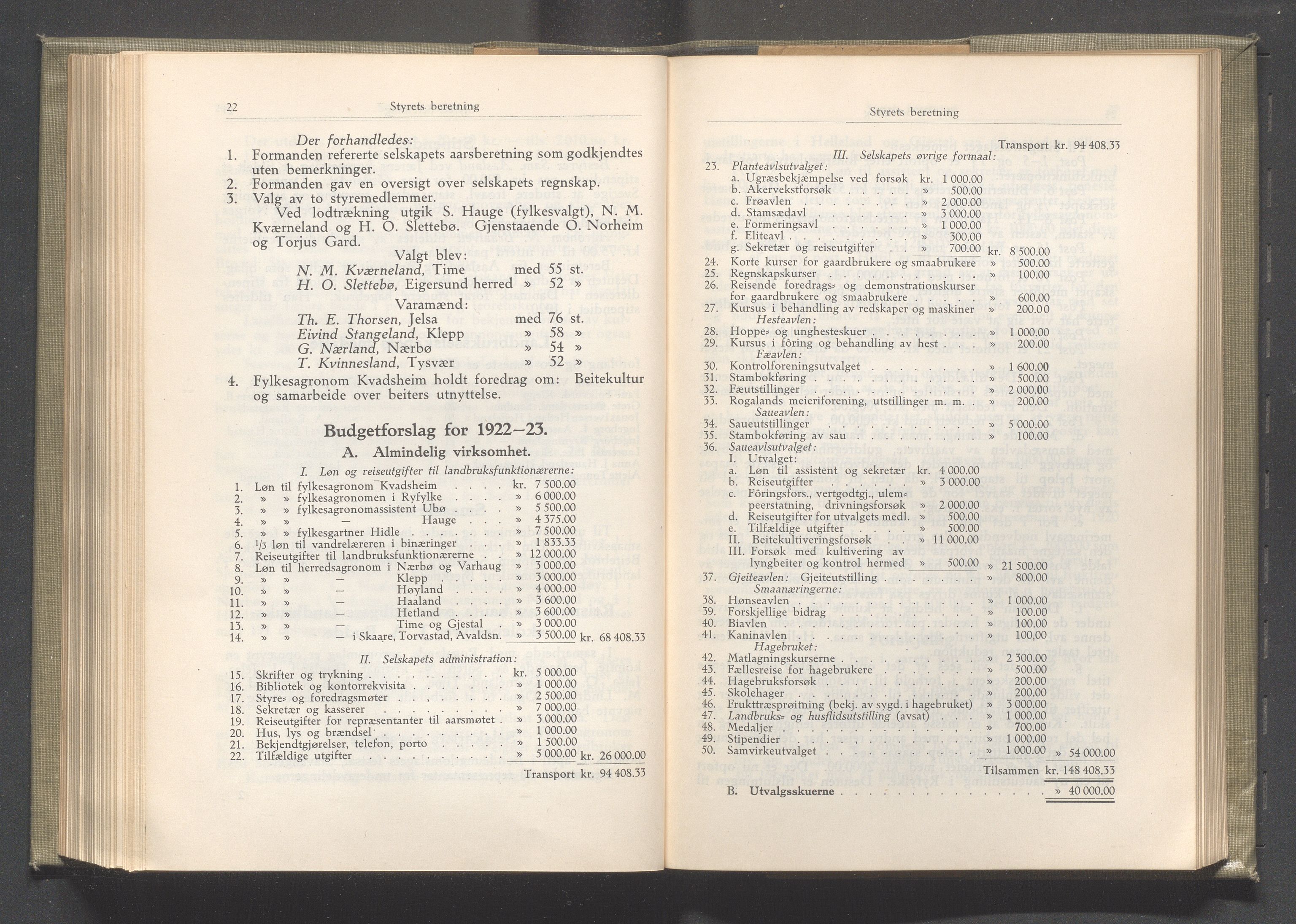Rogaland fylkeskommune - Fylkesrådmannen , IKAR/A-900/A/Aa/Aaa/L0041: Møtebok , 1922, s. 22-23