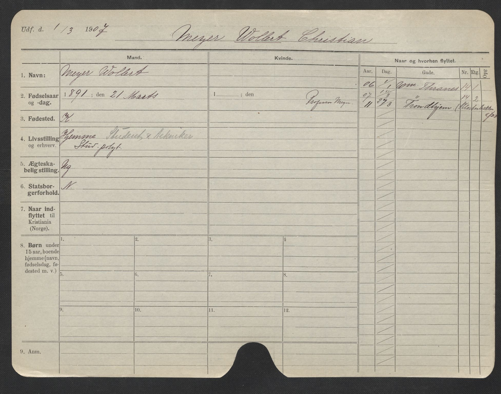 Oslo folkeregister, Registerkort, AV/SAO-A-11715/F/Fa/Fac/L0007: Menn, 1906-1914, s. 677a