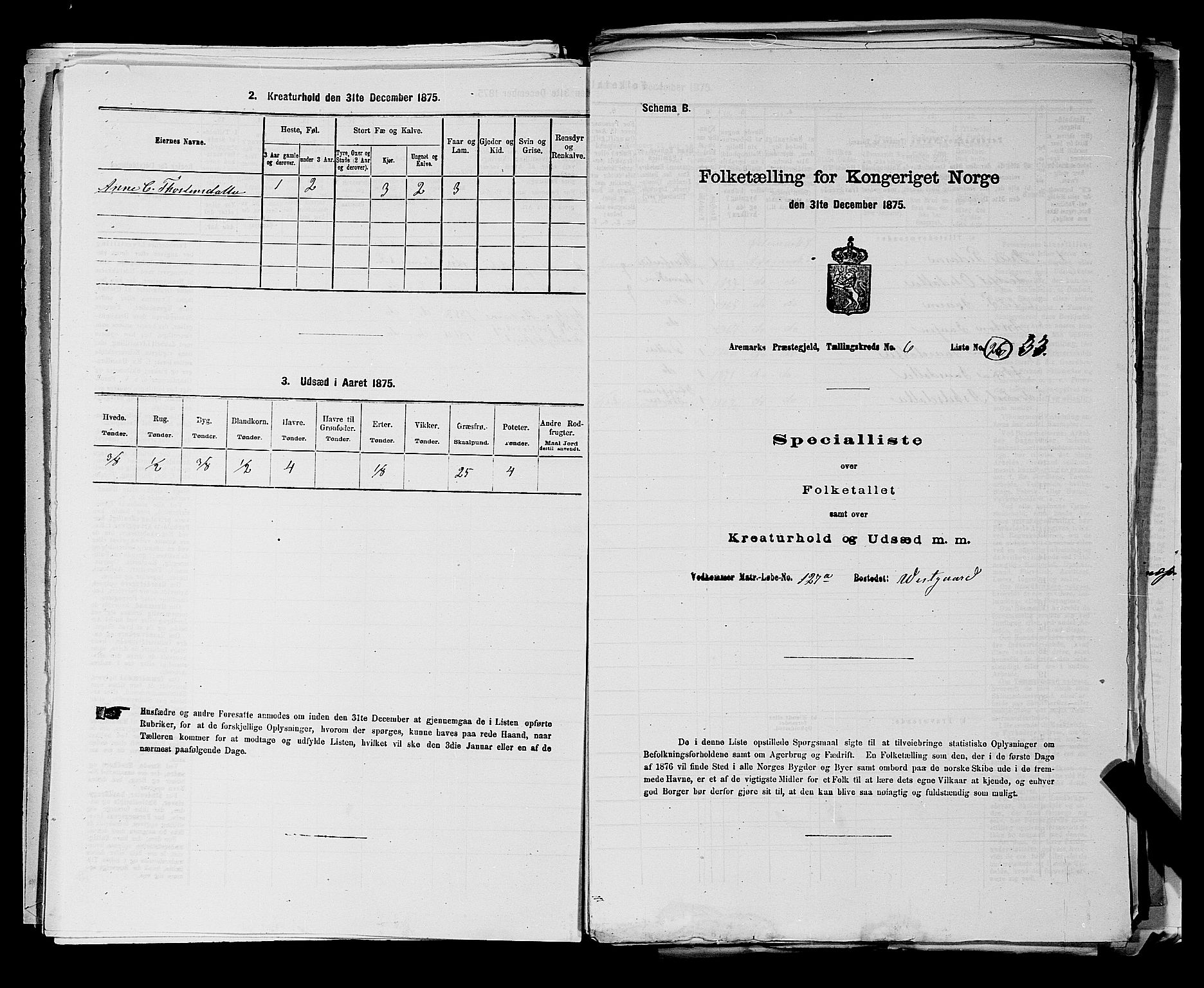 RA, Folketelling 1875 for 0118P Aremark prestegjeld, 1875, s. 882
