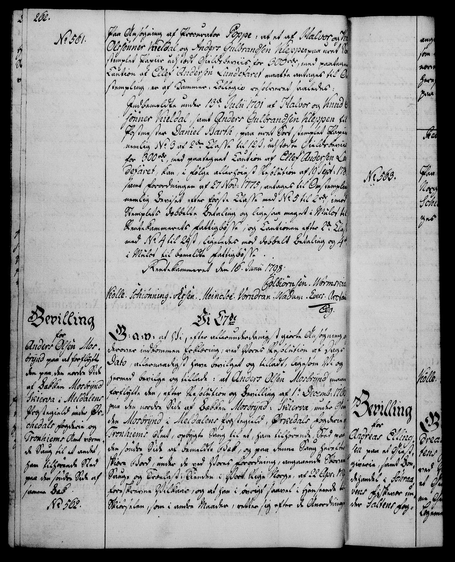 Rentekammeret, Kammerkanselliet, RA/EA-3111/G/Gg/Gga/L0016: Norsk ekspedisjonsprotokoll med register (merket RK 53.16), 1794-1800, s. 262