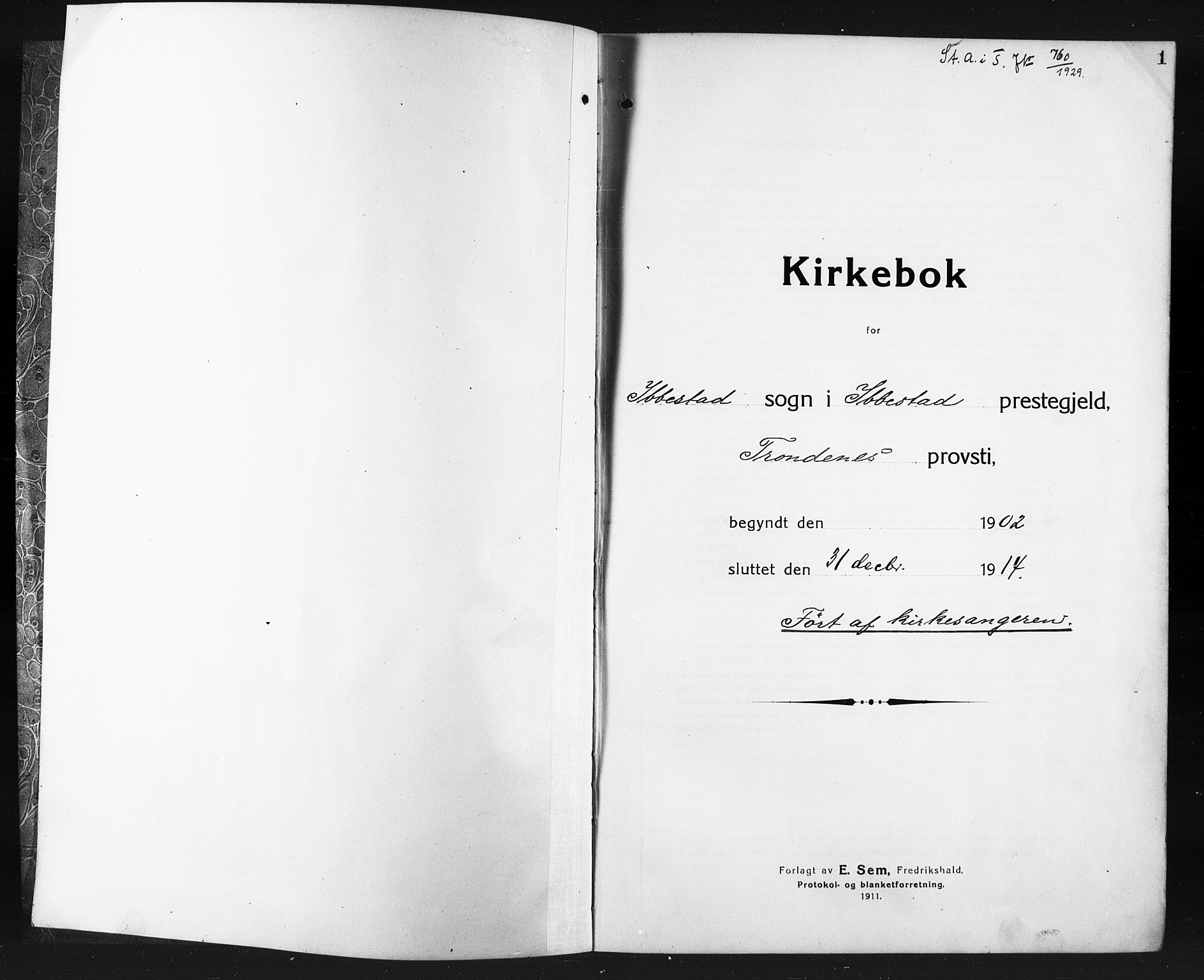 Ibestad sokneprestembete, SATØ/S-0077/H/Ha/Hab/L0009klokker: Klokkerbok nr. 9, 1902-1914, s. 1