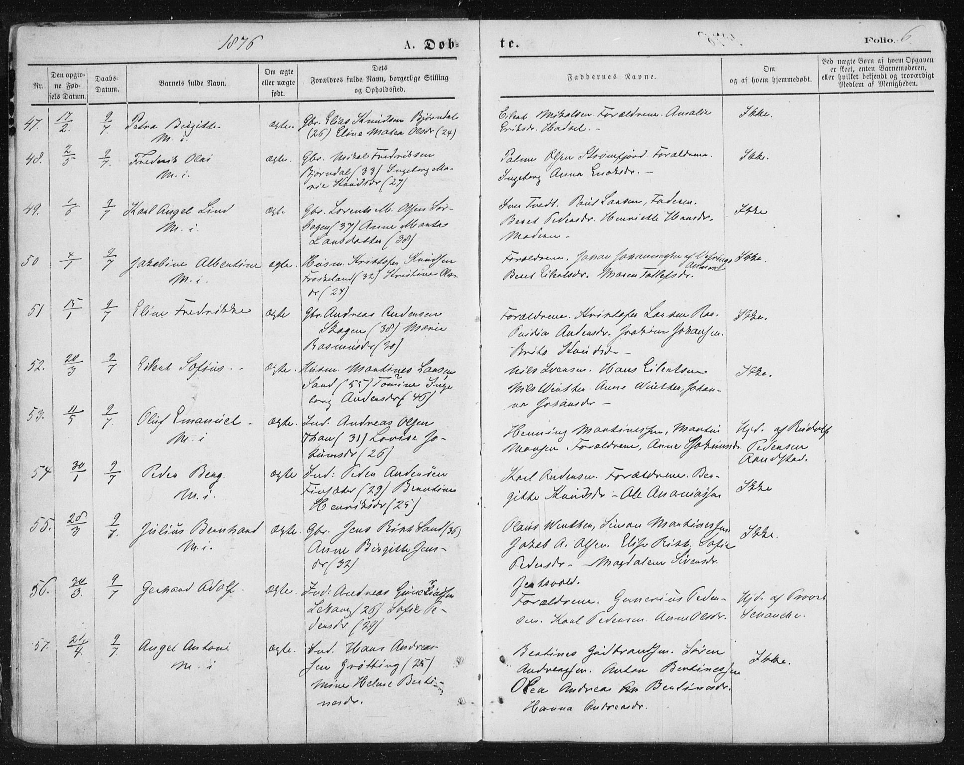 Ministerialprotokoller, klokkerbøker og fødselsregistre - Nordland, AV/SAT-A-1459/888/L1243: Ministerialbok nr. 888A09, 1876-1879, s. 6