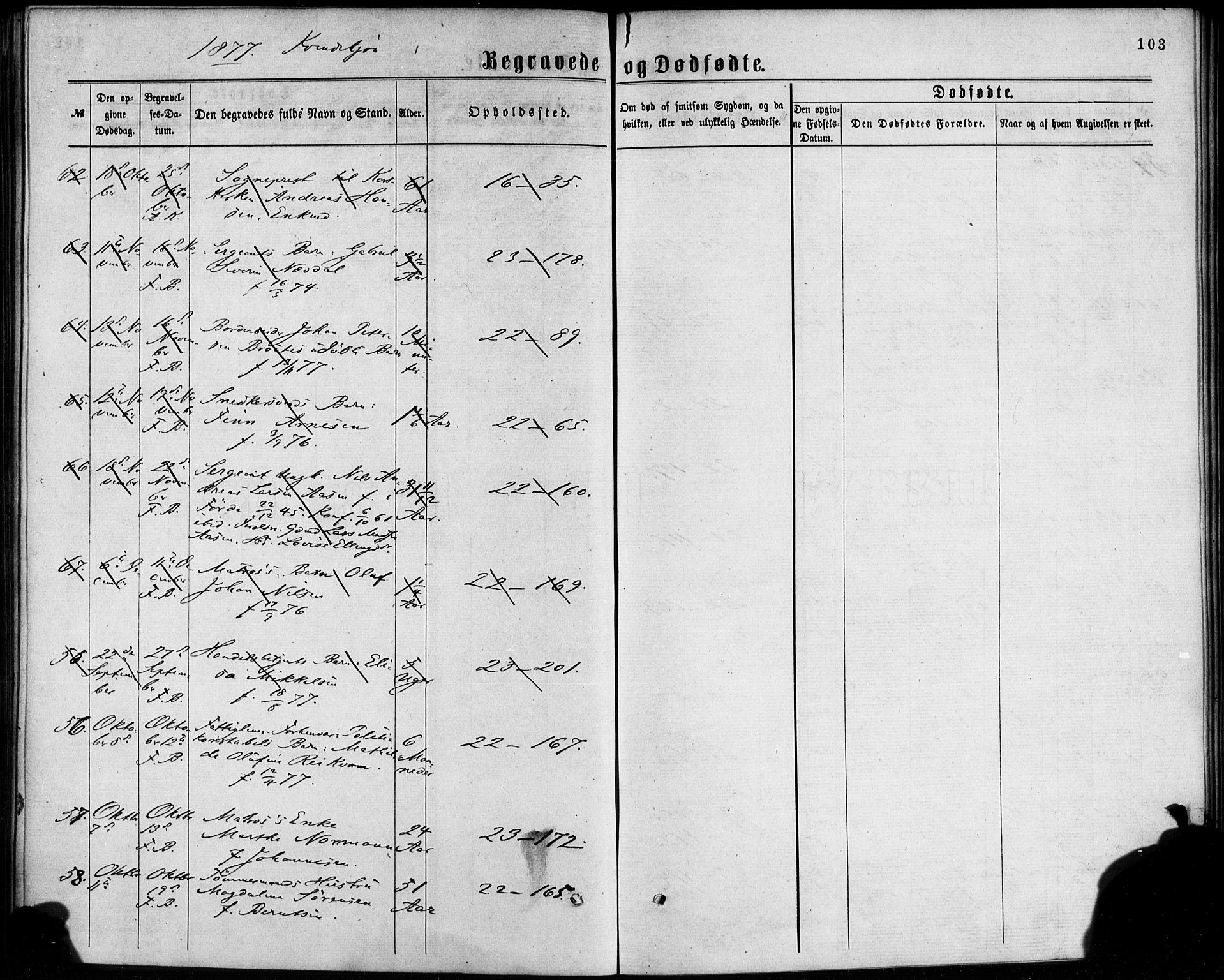 Korskirken sokneprestembete, AV/SAB-A-76101/H/Haa/L0046: Ministerialbok nr. E 4, 1875-1883, s. 103