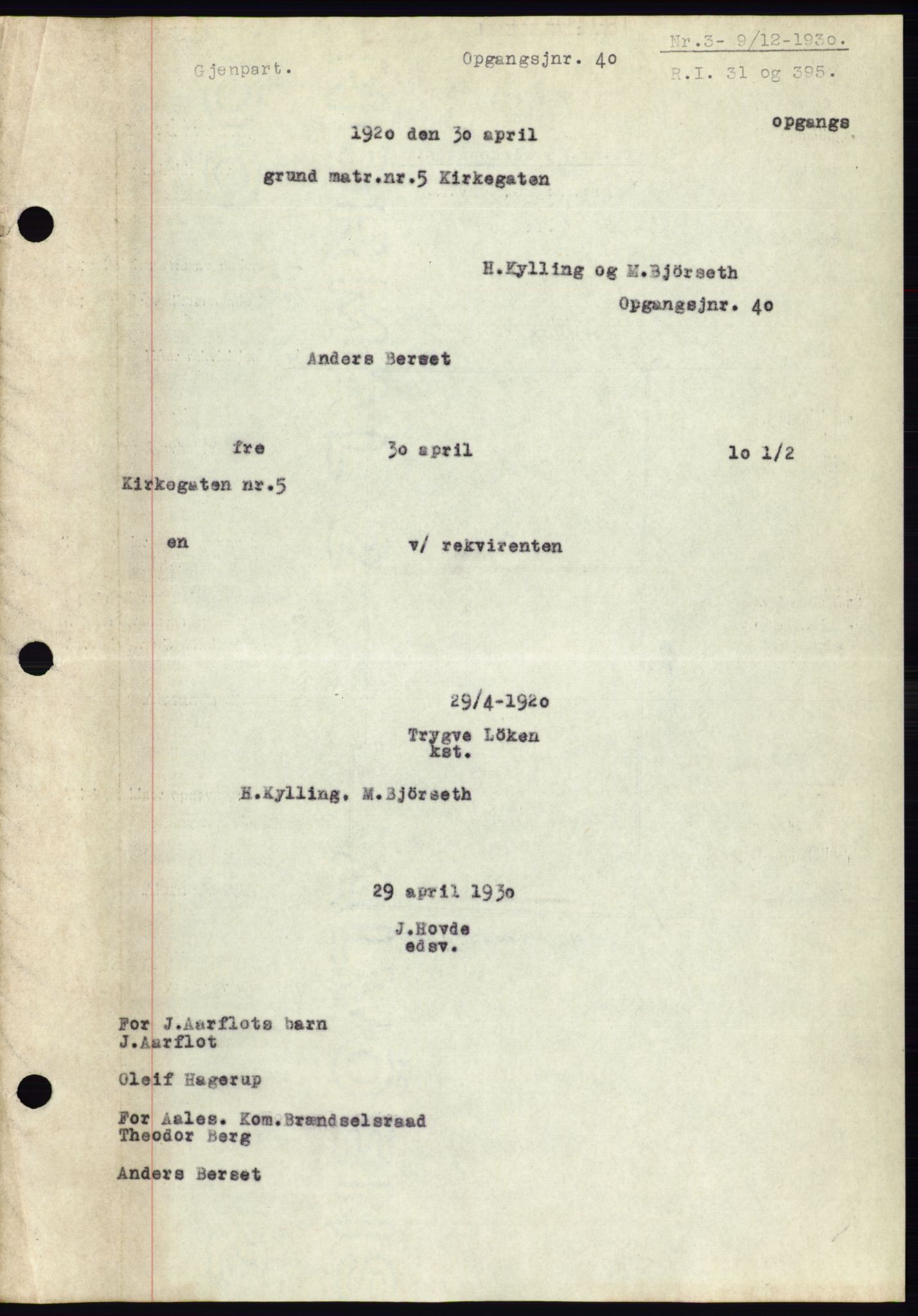 Ålesund byfogd, AV/SAT-A-4384: Pantebok nr. 26, 1930-1930, Tingl.dato: 09.12.1930