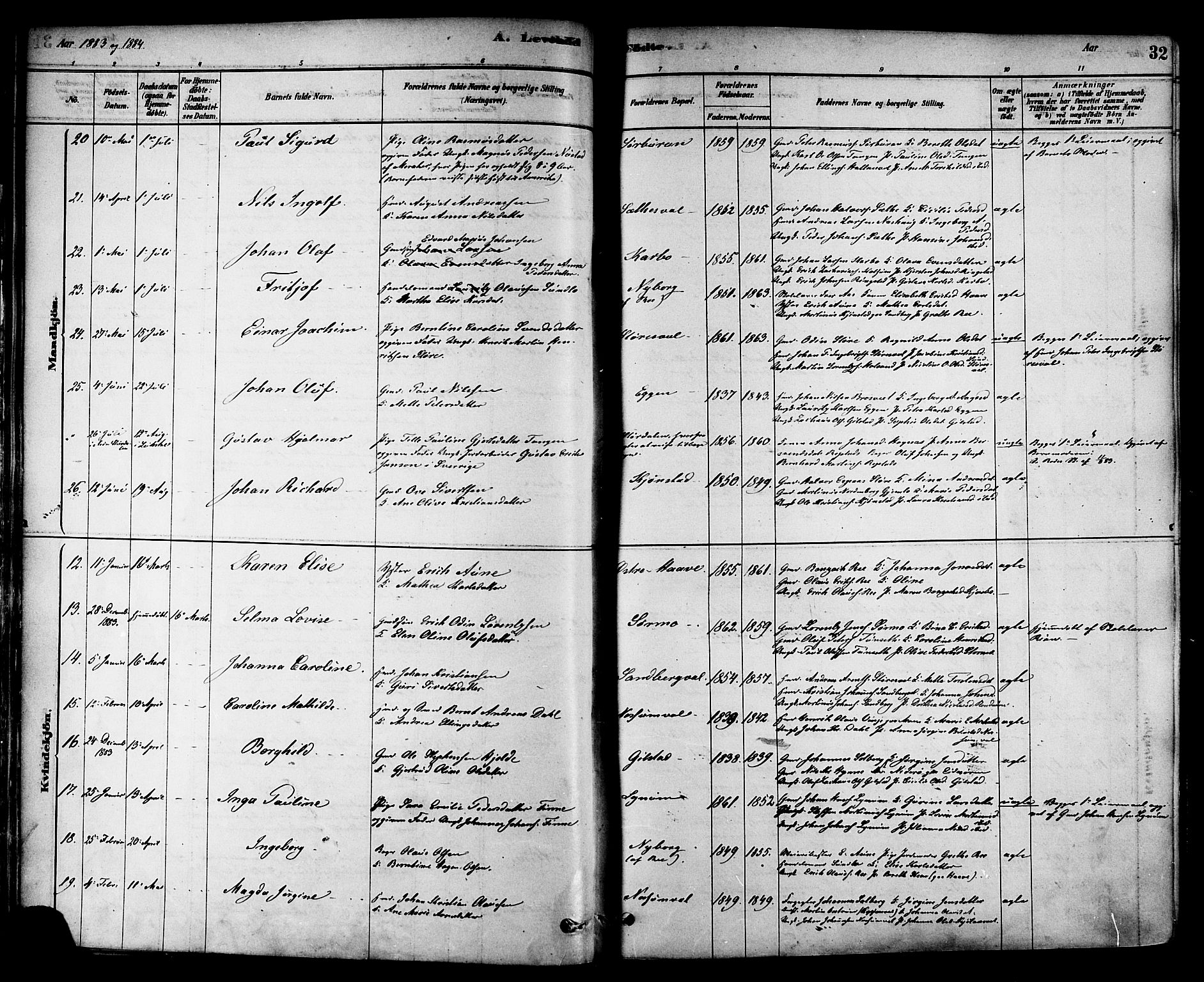 Ministerialprotokoller, klokkerbøker og fødselsregistre - Nord-Trøndelag, AV/SAT-A-1458/717/L0159: Ministerialbok nr. 717A09, 1878-1898, s. 32