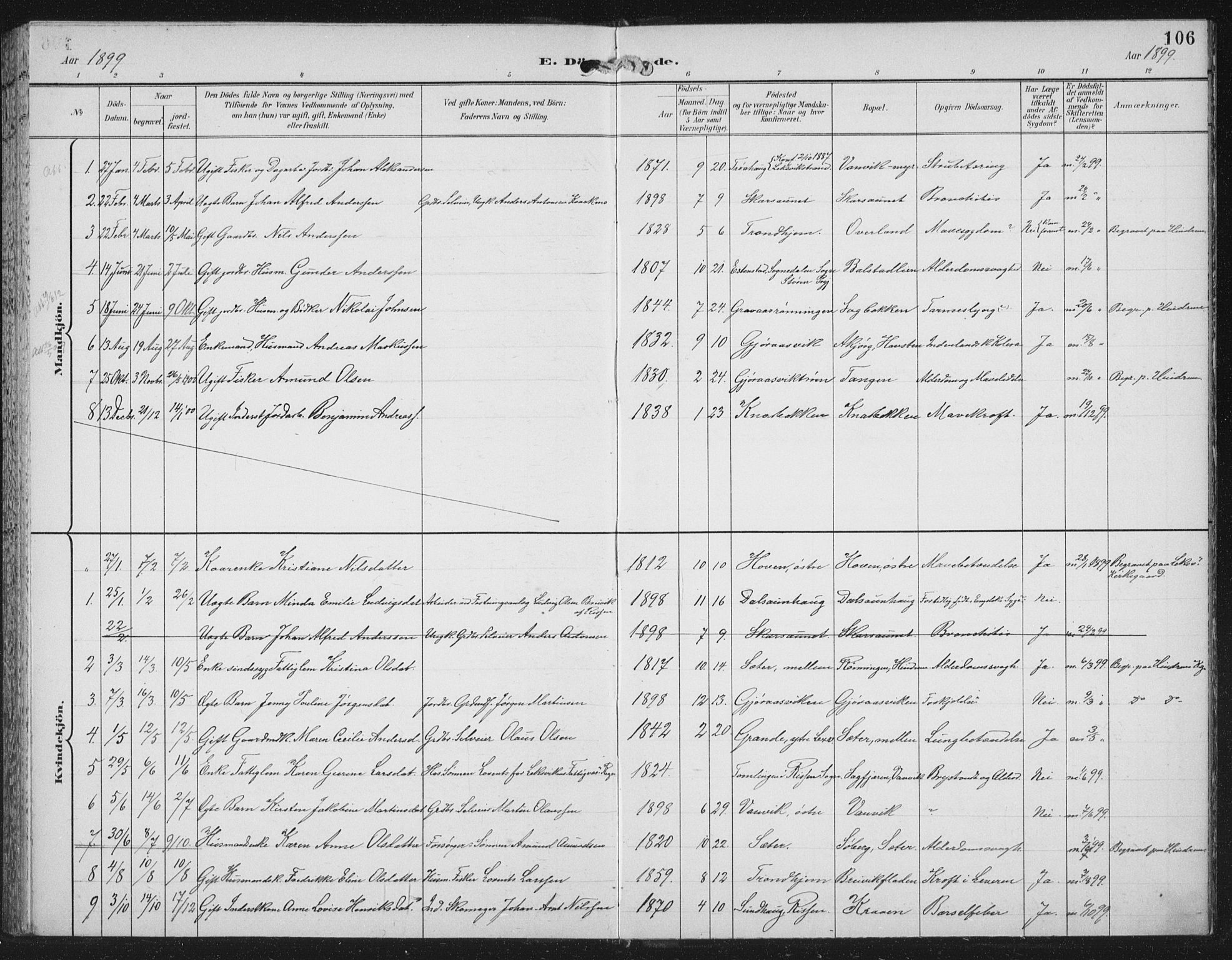 Ministerialprotokoller, klokkerbøker og fødselsregistre - Nord-Trøndelag, SAT/A-1458/702/L0024: Ministerialbok nr. 702A02, 1898-1914, s. 106