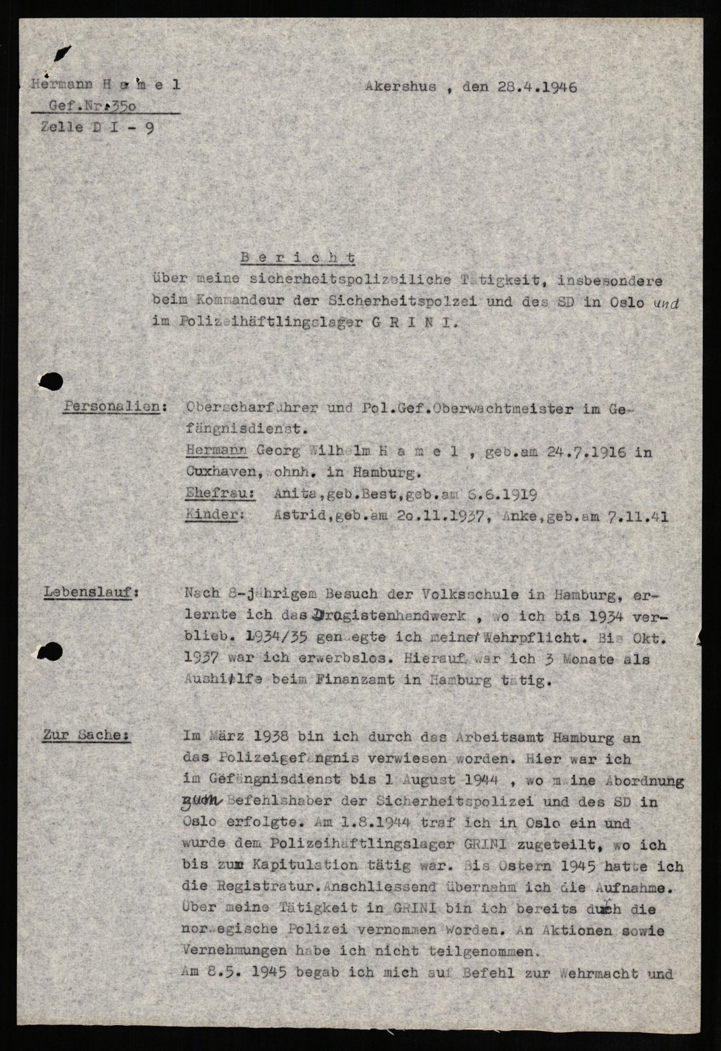 Forsvaret, Forsvarets overkommando II, AV/RA-RAFA-3915/D/Db/L0011: CI Questionaires. Tyske okkupasjonsstyrker i Norge. Tyskere., 1945-1946, s. 375