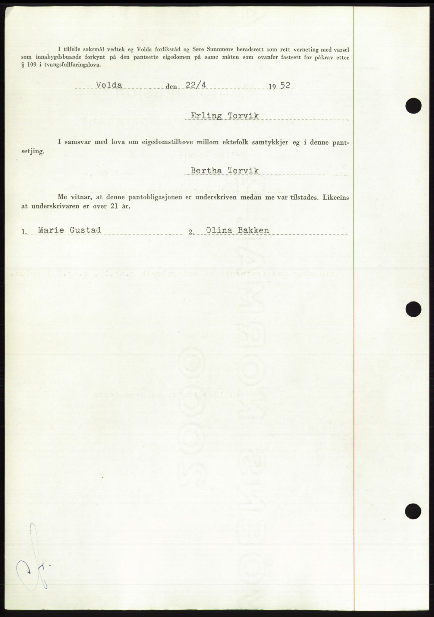 Søre Sunnmøre sorenskriveri, AV/SAT-A-4122/1/2/2C/L0121: Pantebok nr. 9B, 1951-1952, Dagboknr: 757/1952