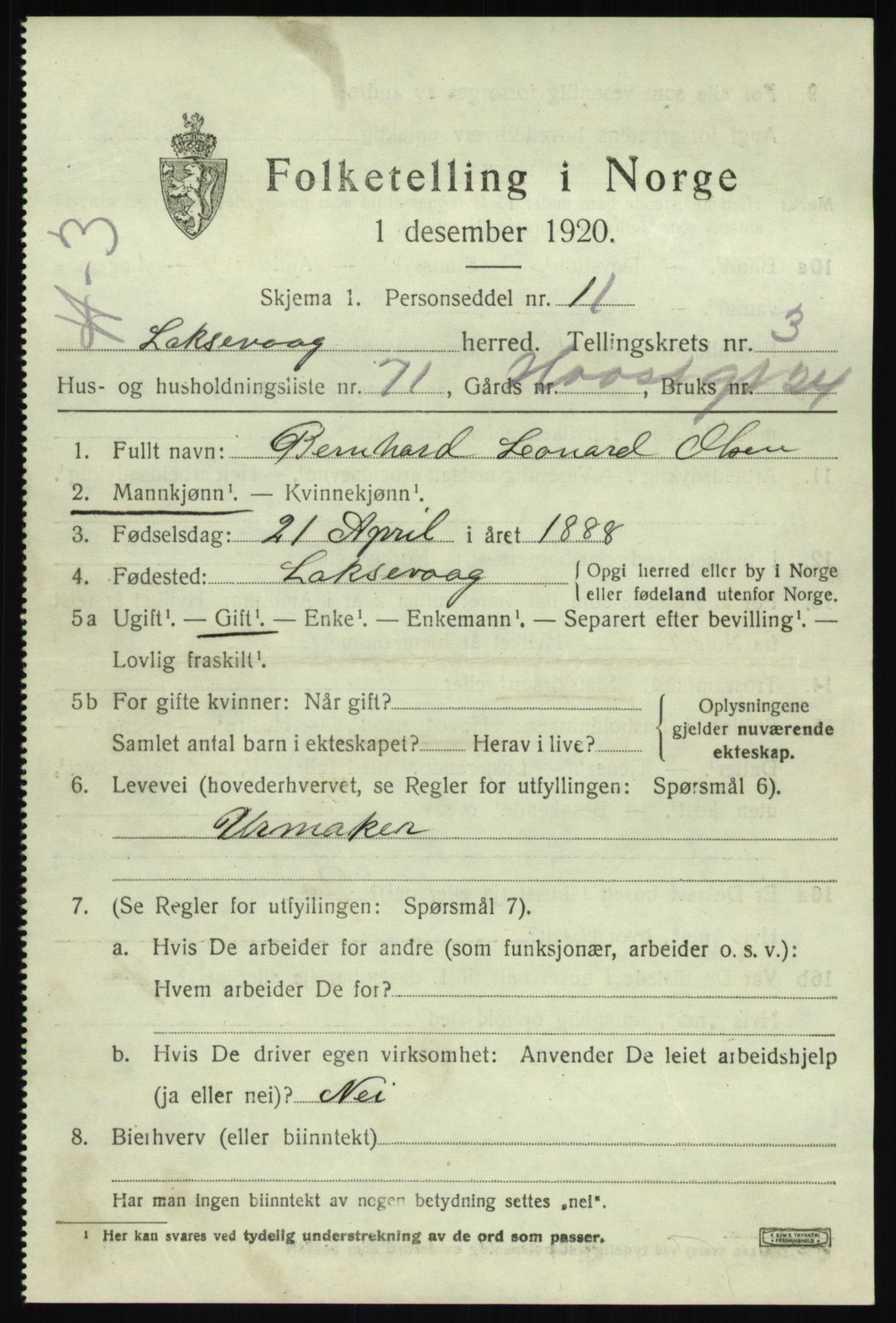 SAB, Folketelling 1920 for 1248 Laksevåg herred, 1920, s. 10206