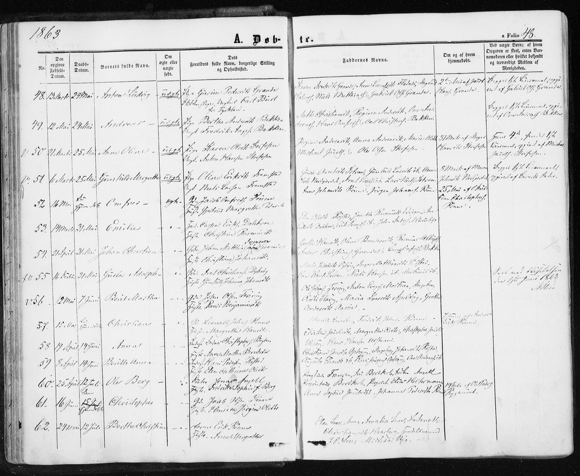 Ministerialprotokoller, klokkerbøker og fødselsregistre - Sør-Trøndelag, SAT/A-1456/659/L0737: Ministerialbok nr. 659A07, 1857-1875, s. 48