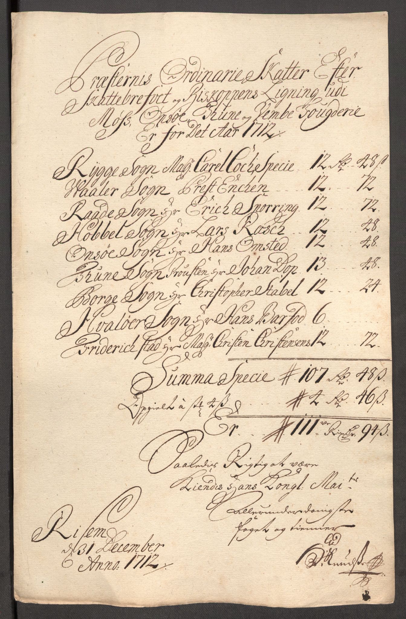 Rentekammeret inntil 1814, Reviderte regnskaper, Fogderegnskap, AV/RA-EA-4092/R04/L0137: Fogderegnskap Moss, Onsøy, Tune, Veme og Åbygge, 1712, s. 37