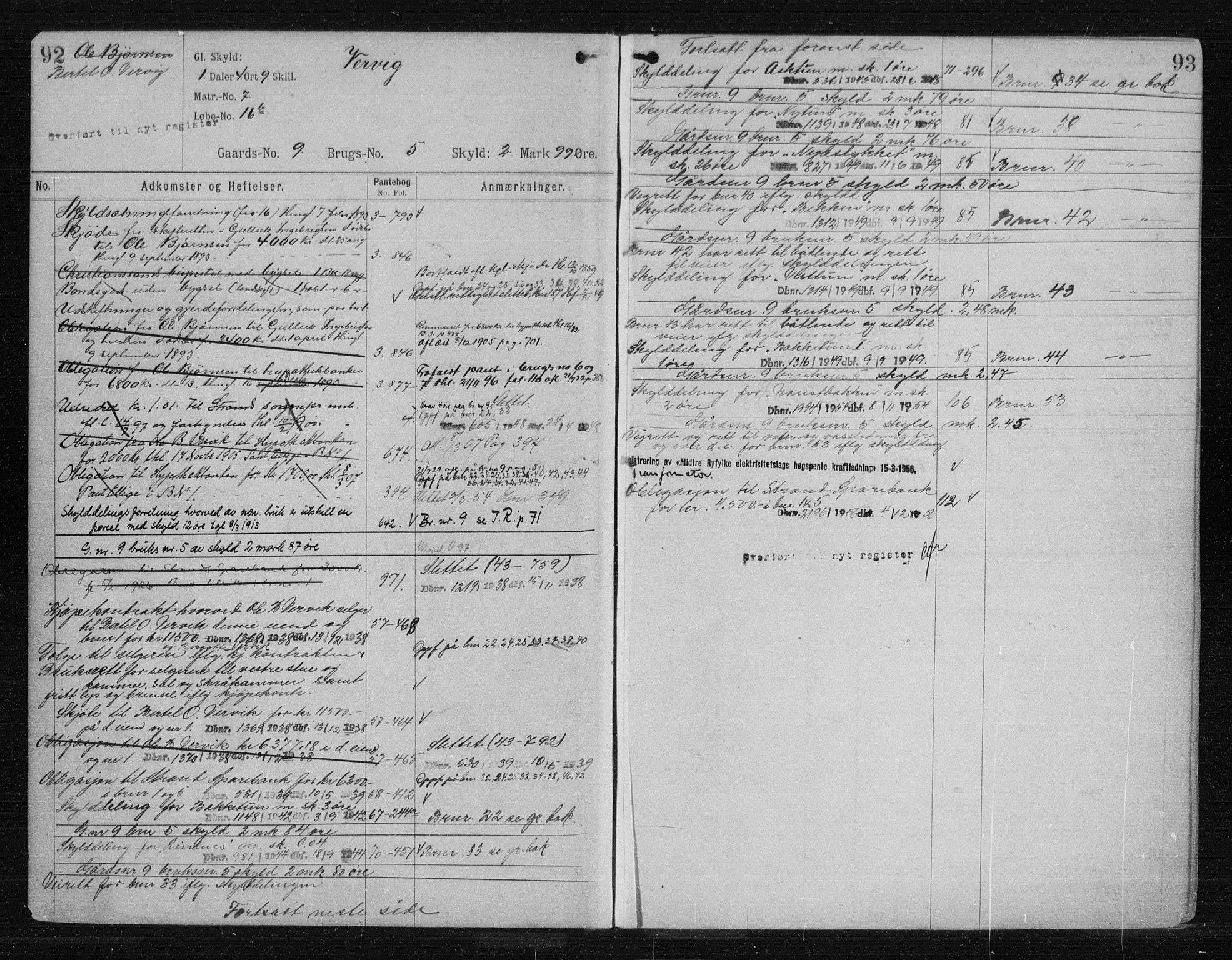 Ryfylke tingrett, AV/SAST-A-100055/001/II/IIA/L0008a: Panteregister nr. II A 8A, 1894, s. 92-93