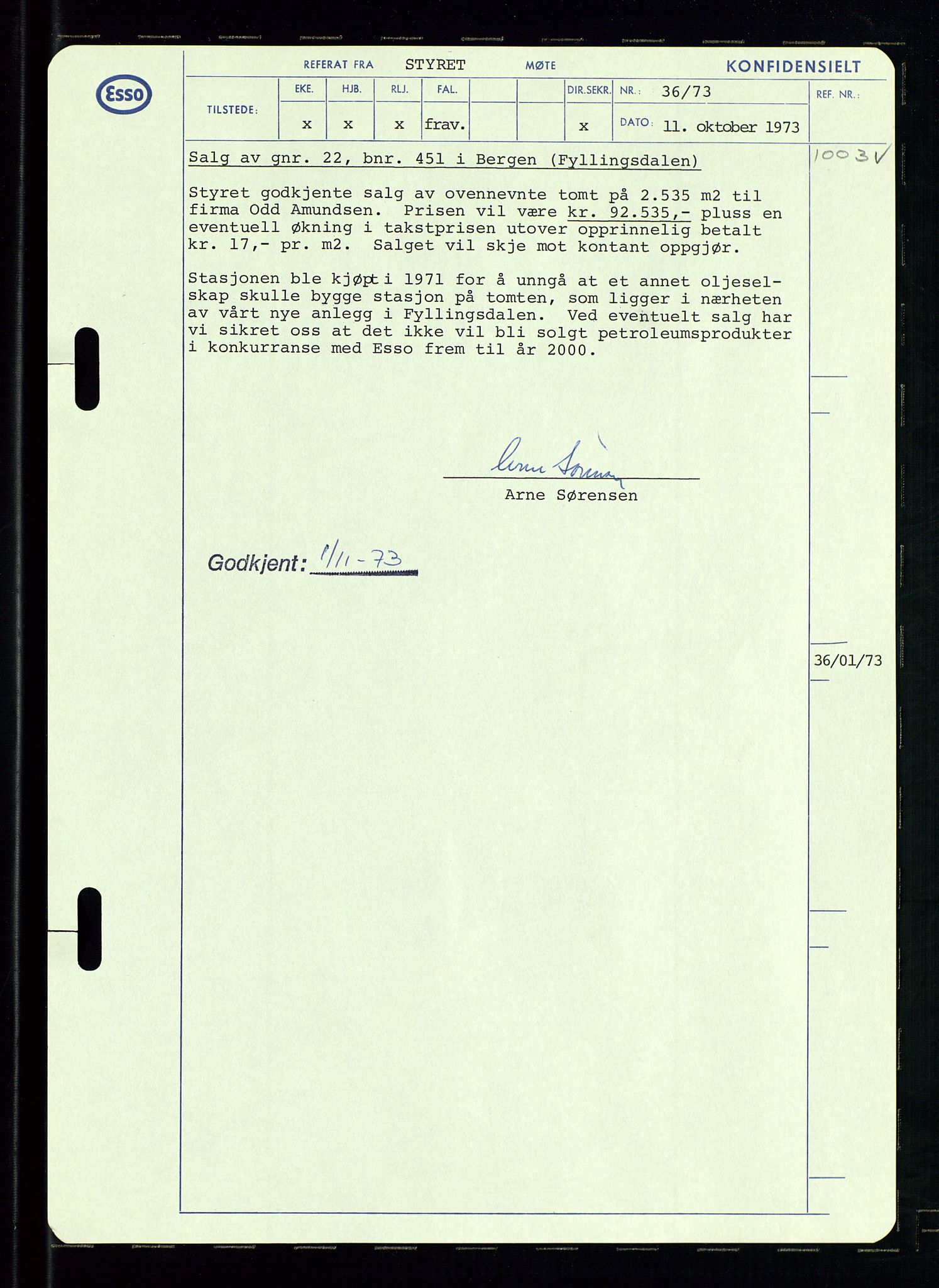 Pa 0982 - Esso Norge A/S, AV/SAST-A-100448/A/Aa/L0003/0002: Den administrerende direksjon Board minutes (styrereferater) og Bedriftforsamlingsprotokoll / Den administrerende direksjon Board minutes (styrereferater), 1970-1974, s. 50