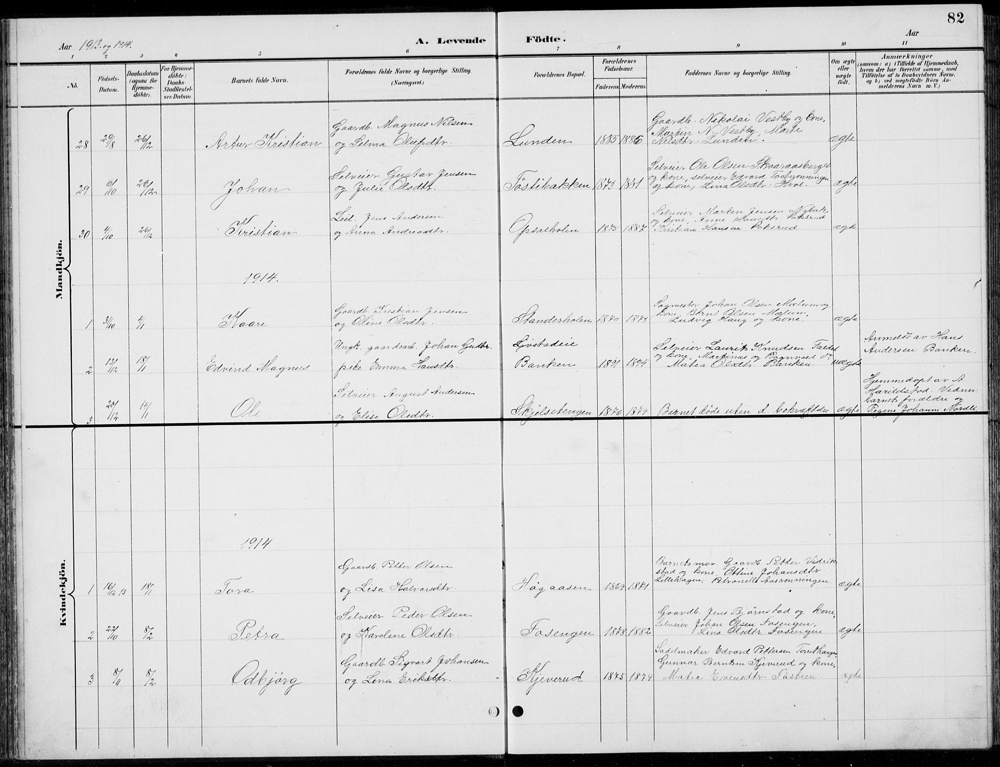Romedal prestekontor, AV/SAH-PREST-004/L/L0013: Klokkerbok nr. 13, 1896-1937, s. 82