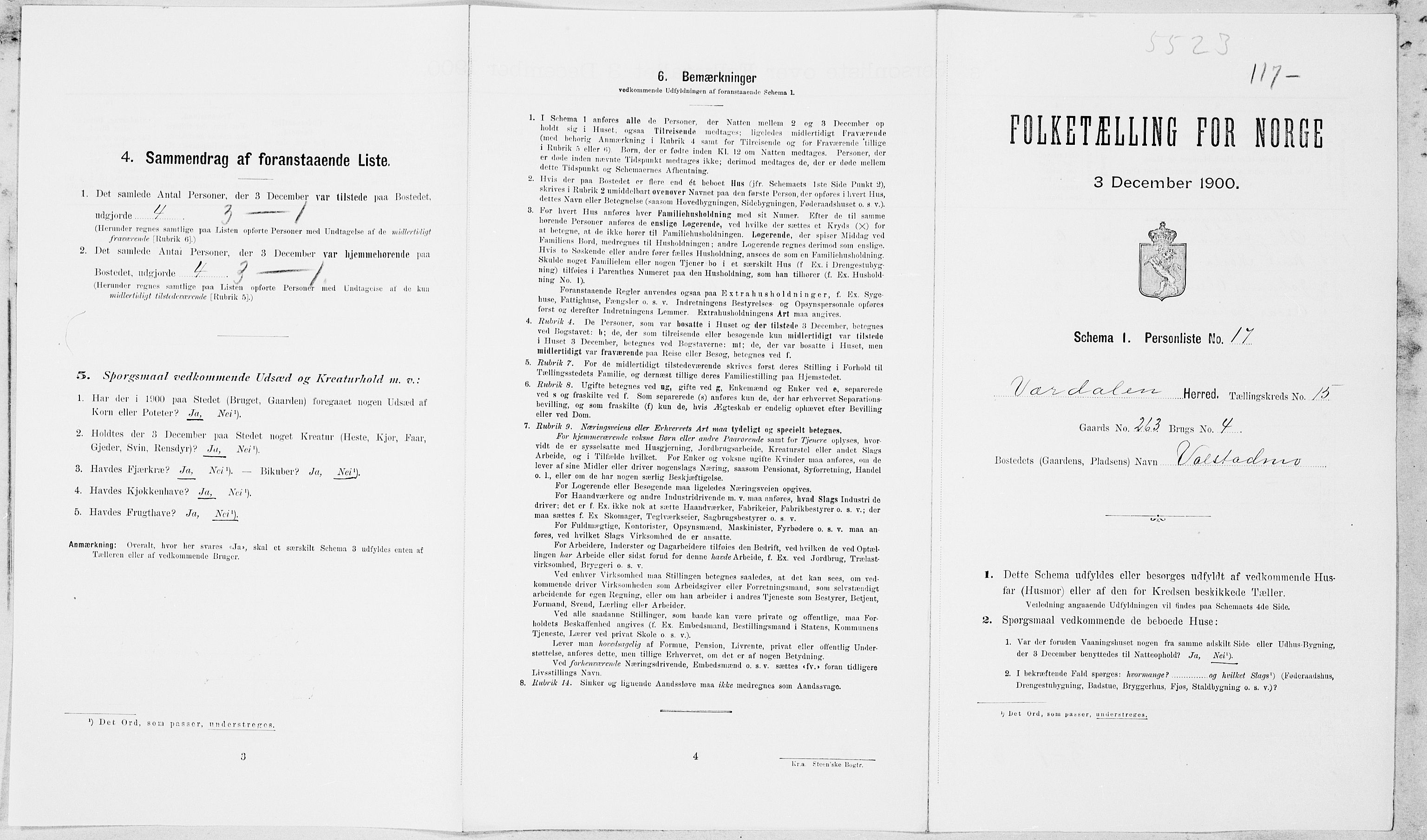 SAT, Folketelling 1900 for 1721 Verdal herred, 1900, s. 137