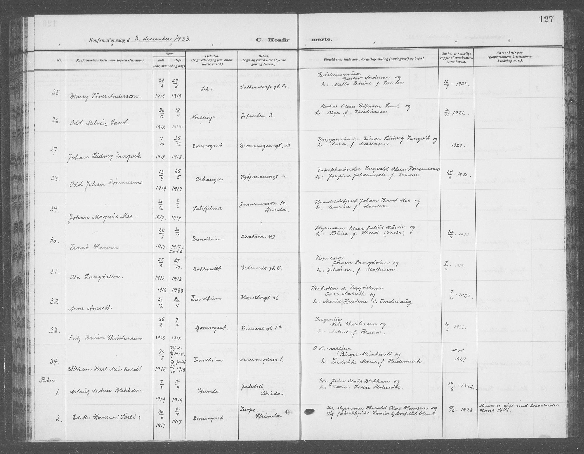 Ministerialprotokoller, klokkerbøker og fødselsregistre - Sør-Trøndelag, SAT/A-1456/601/L0099: Klokkerbok nr. 601C17, 1928-1941, s. 127