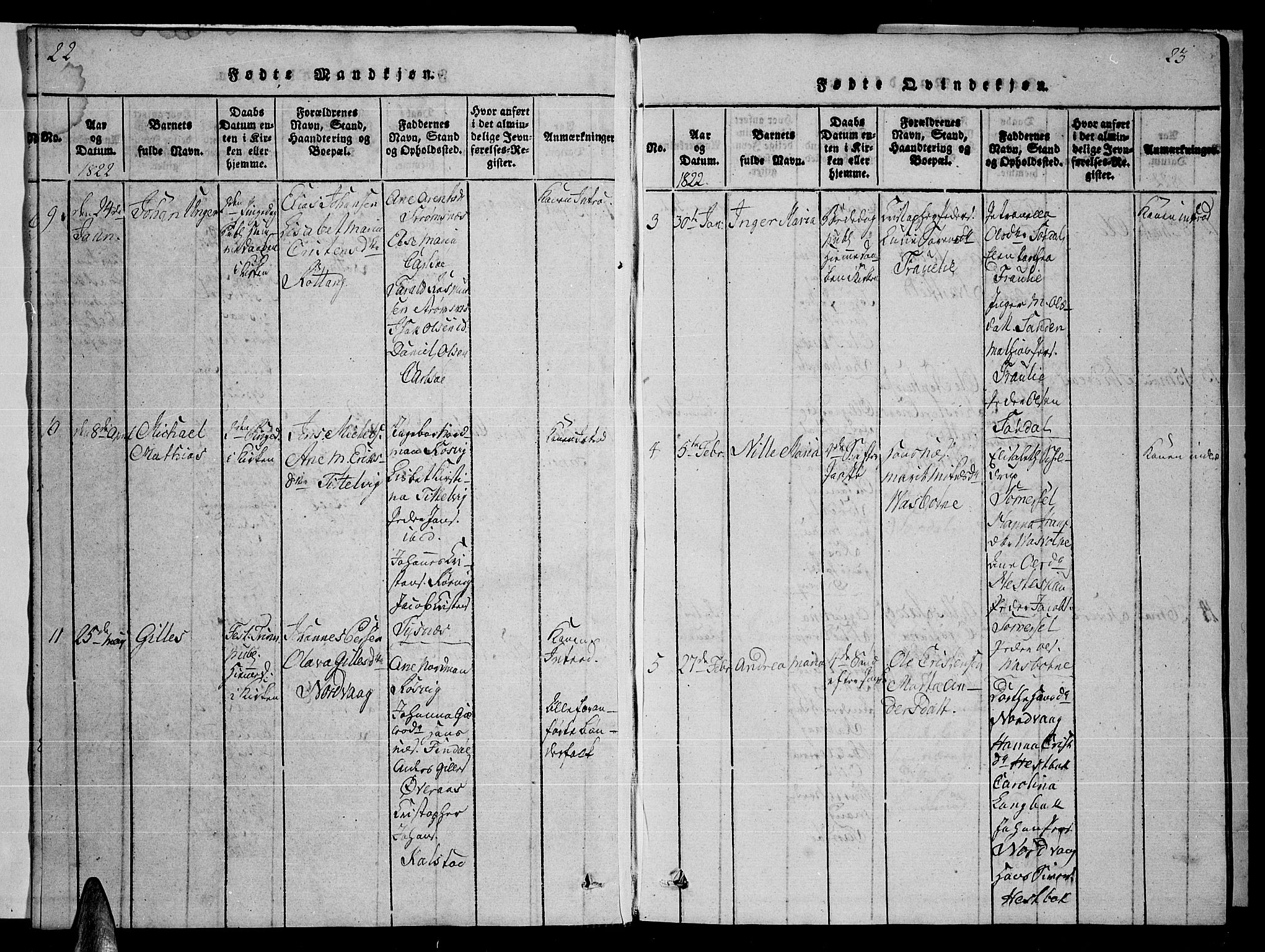 Ministerialprotokoller, klokkerbøker og fødselsregistre - Nordland, AV/SAT-A-1459/859/L0855: Klokkerbok nr. 859C01, 1821-1839, s. 22-23