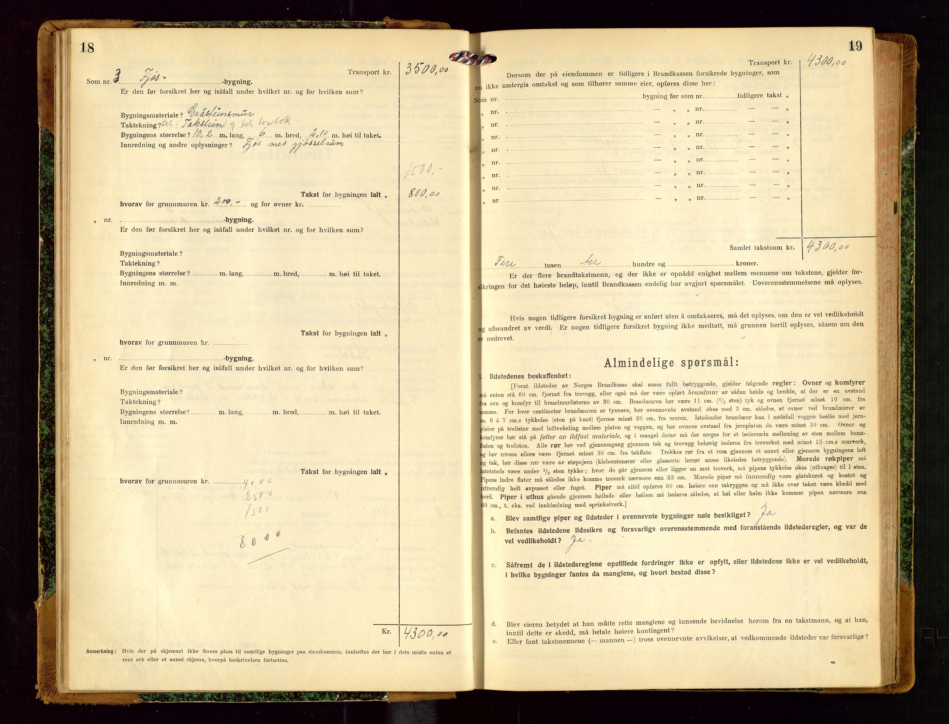 Helleland lensmannskontor, AV/SAST-A-100209/Gob/L0002: "Brandtakstprotokoll", 1921-1930, s. 18-19