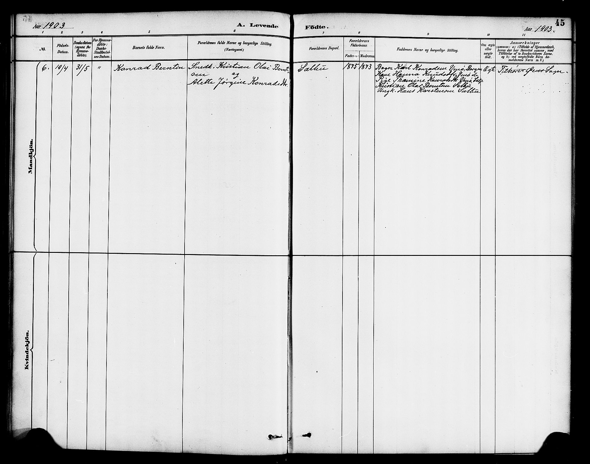 Hyllestad sokneprestembete, AV/SAB-A-80401: Ministerialbok nr. B 1, 1886-1904, s. 45