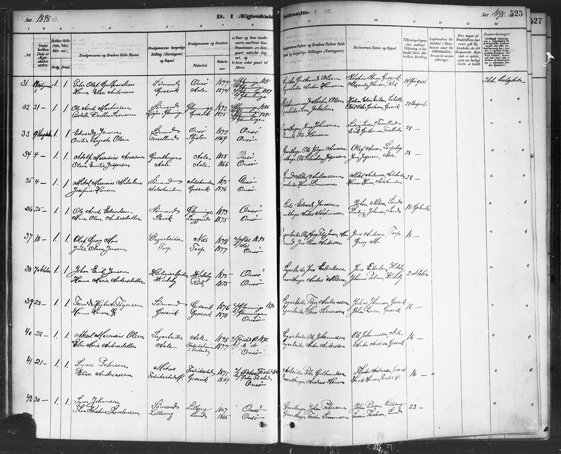 Onsøy prestekontor Kirkebøker, AV/SAO-A-10914/F/Fa/L0006: Ministerialbok nr. I 6, 1878-1898, s. 525