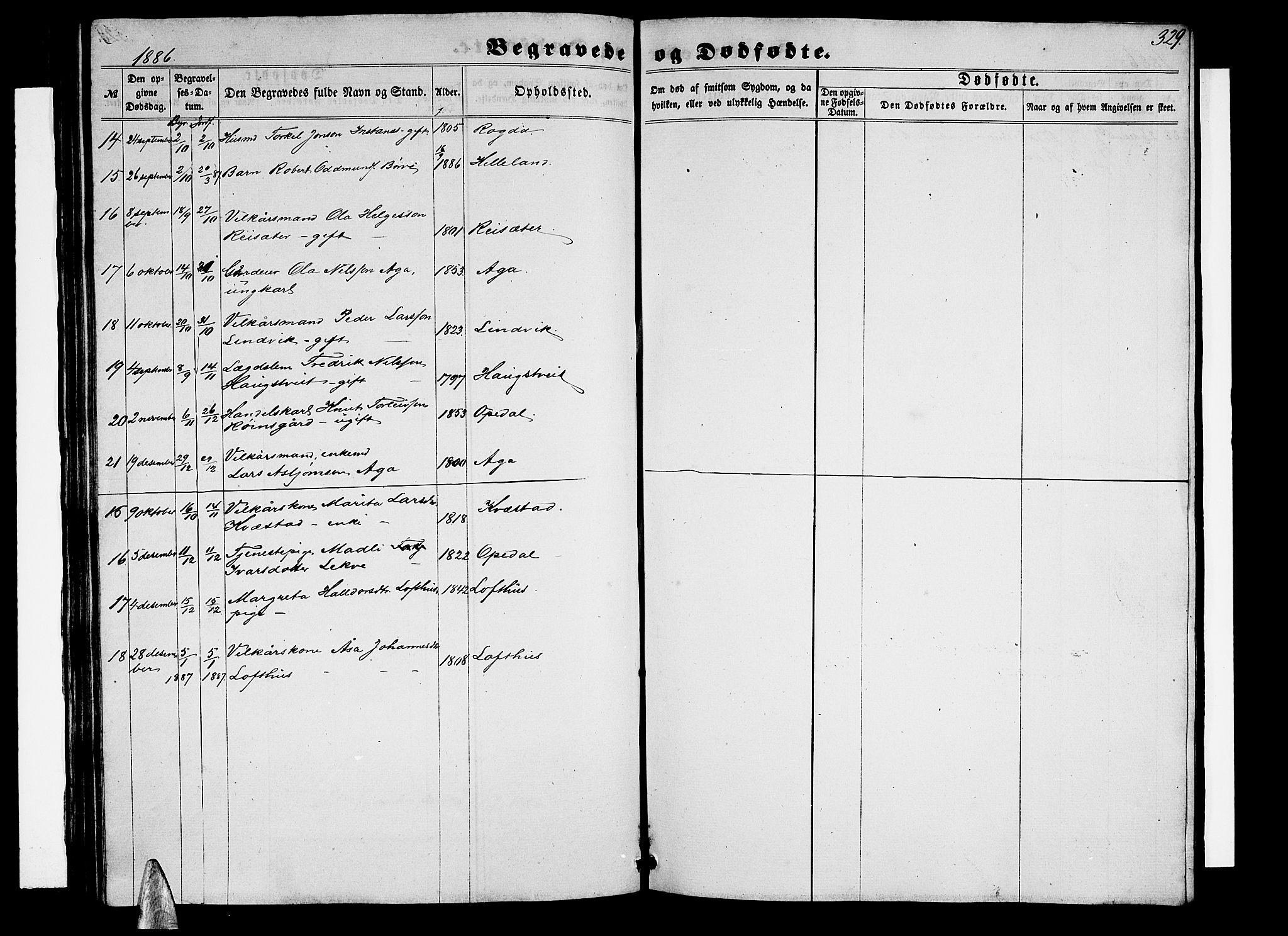 Ullensvang sokneprestembete, SAB/A-78701/H/Hab: Klokkerbok nr. B 10, 1858-1886, s. 329