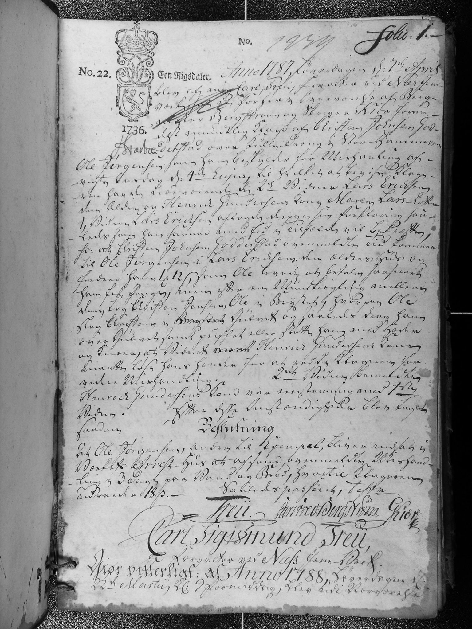 Baaseland Jernverk og Næs Jernverk, NESJ/NJM-001/02/01/L0002: Justitz Protocoll ved Baaselandske Jernverck, 1736-1823